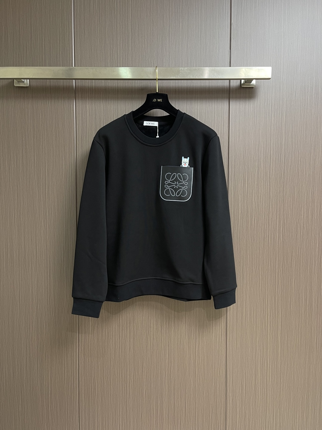 Loewe Hoodie Cotton Black Fleece Lined S-m-l-xl