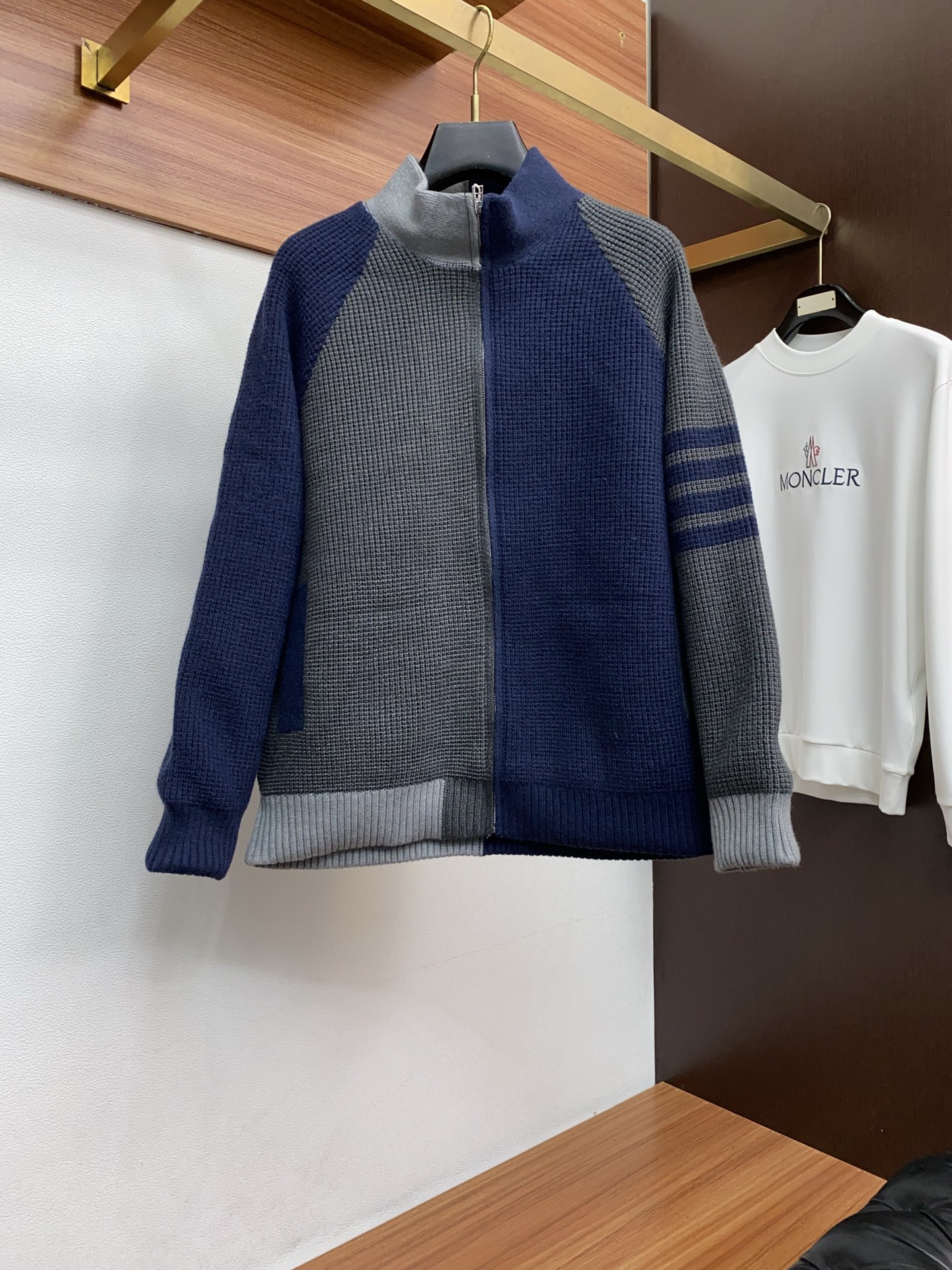 Thom Browne Male Down Jacket Knitted Hooded M-l-xl