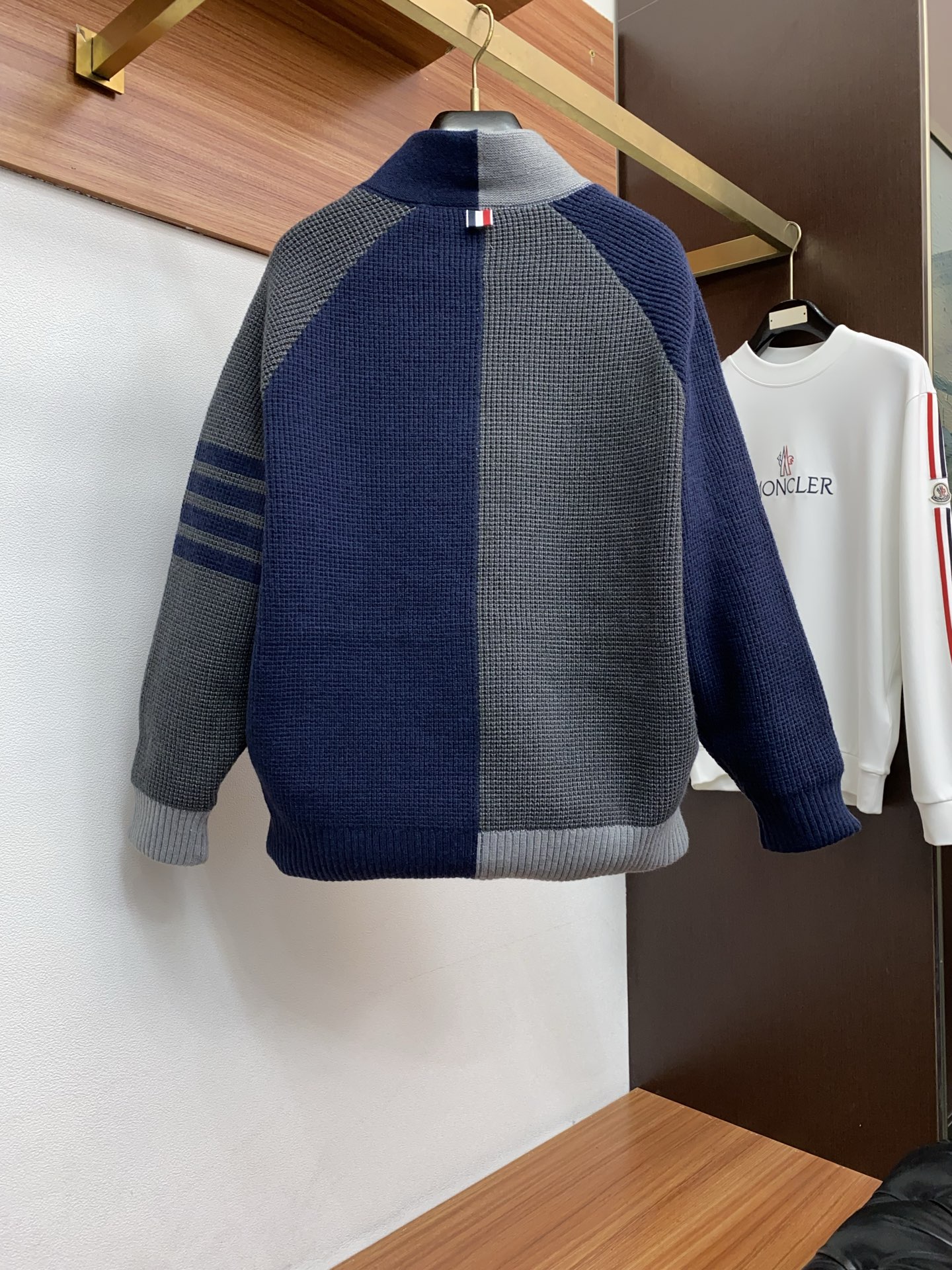 Thom Browne Male Down Jacket Knitted Hooded M-l-xl