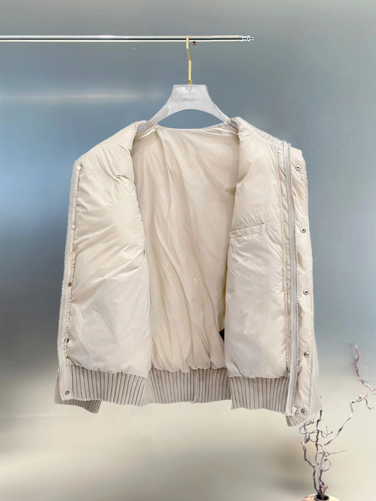 Thom Browne Female Down Jacket Knitted Slim Fit M-xl