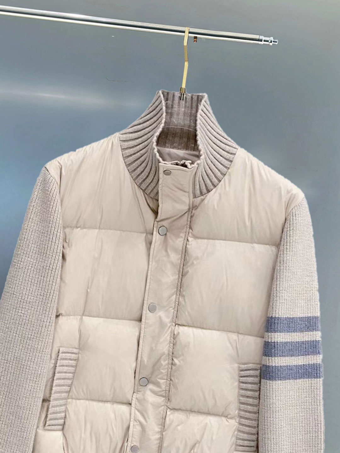 Thom Browne Female Down Jacket Knitted Slim Fit M-xl