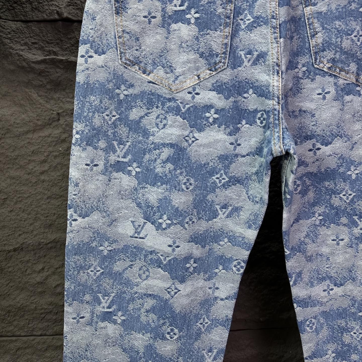 Louis Vuitton Couple Jeans Blue Loose Fit L