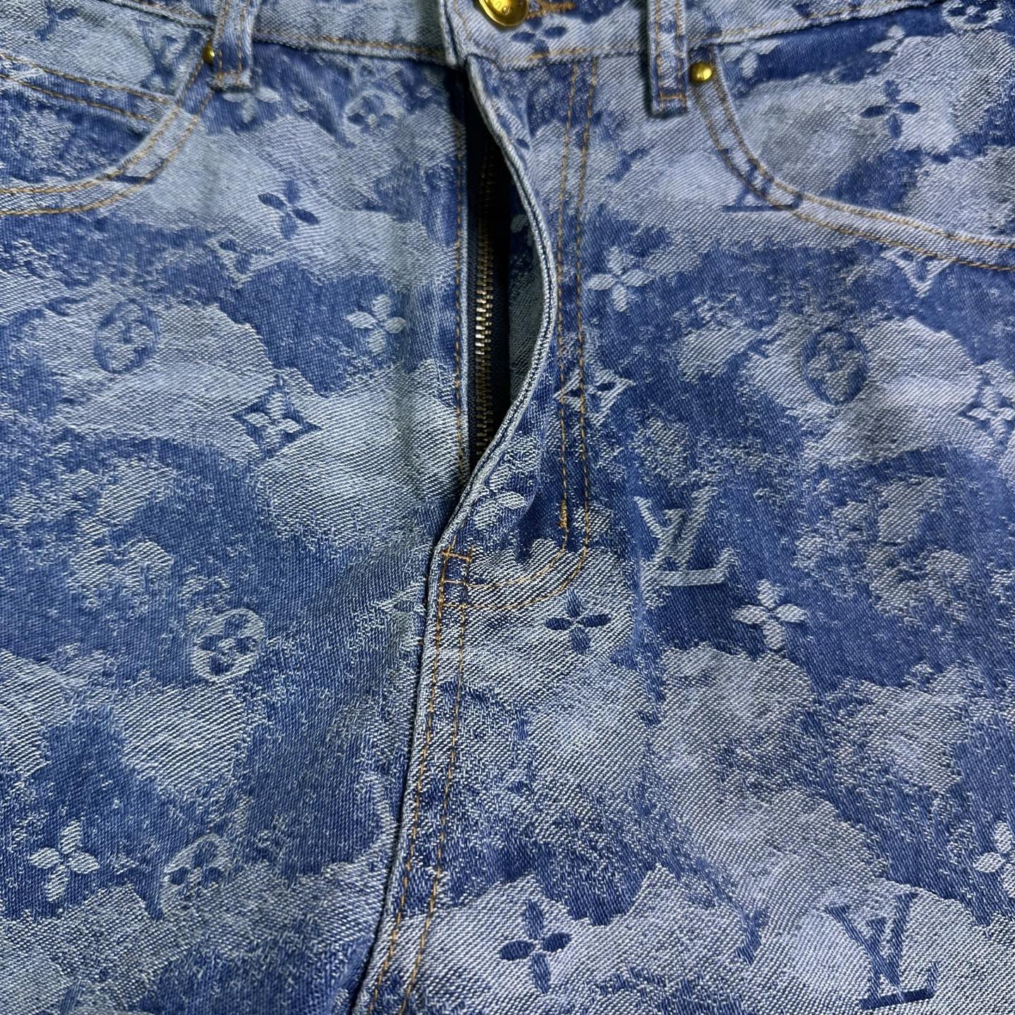 Louis Vuitton Couple Jeans Blue Loose Fit L