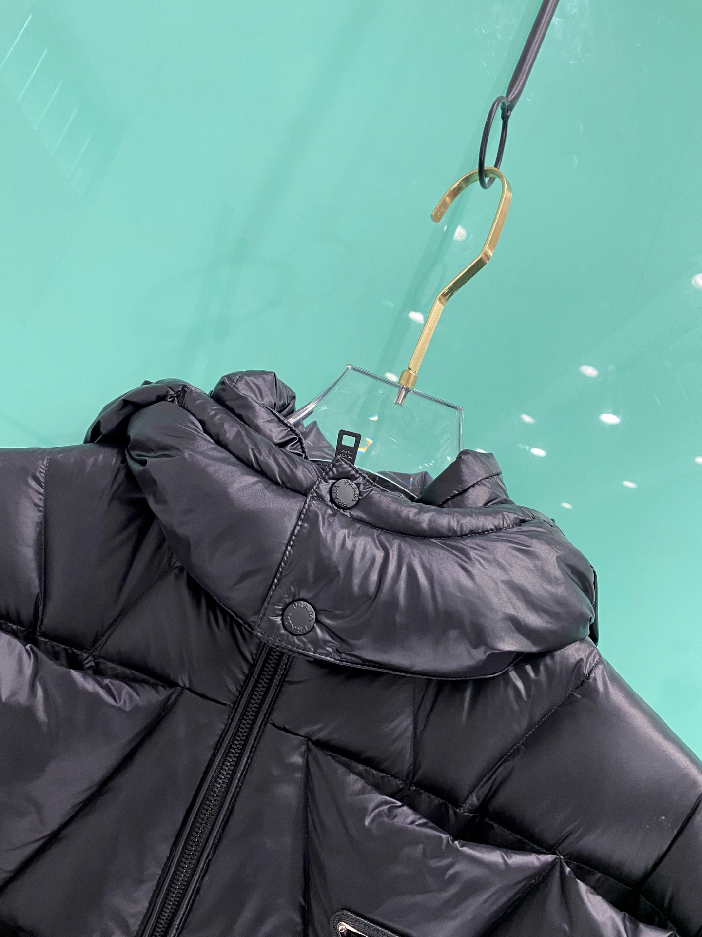 Prada Down Jacket White Duck Down Black Hooded 54-48-56-50-52