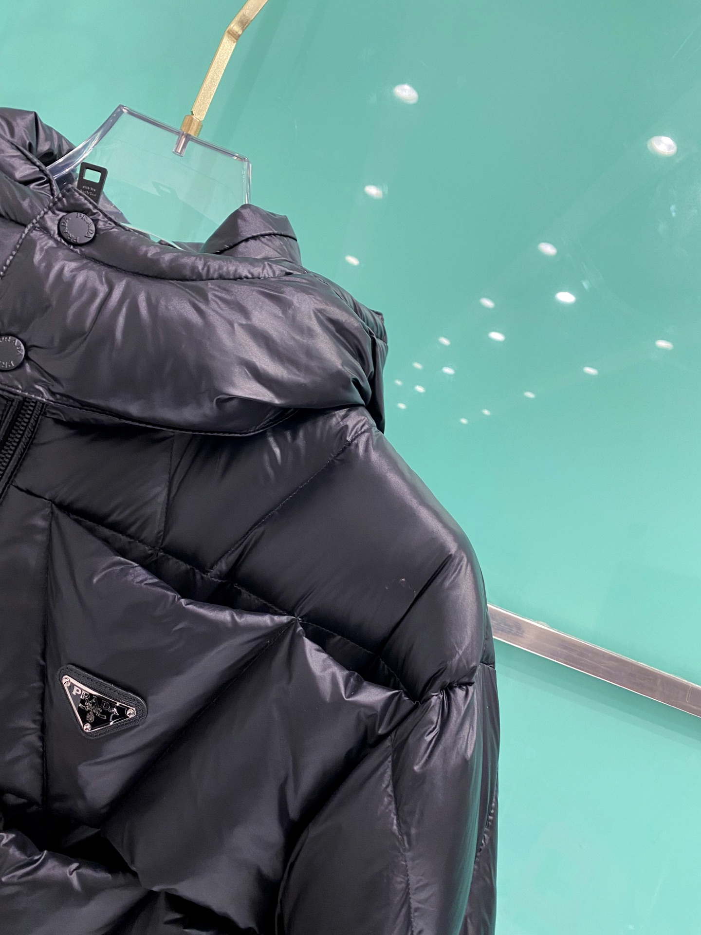 Prada Down Jacket White Duck Down Black Hooded 54-48-56-50-52