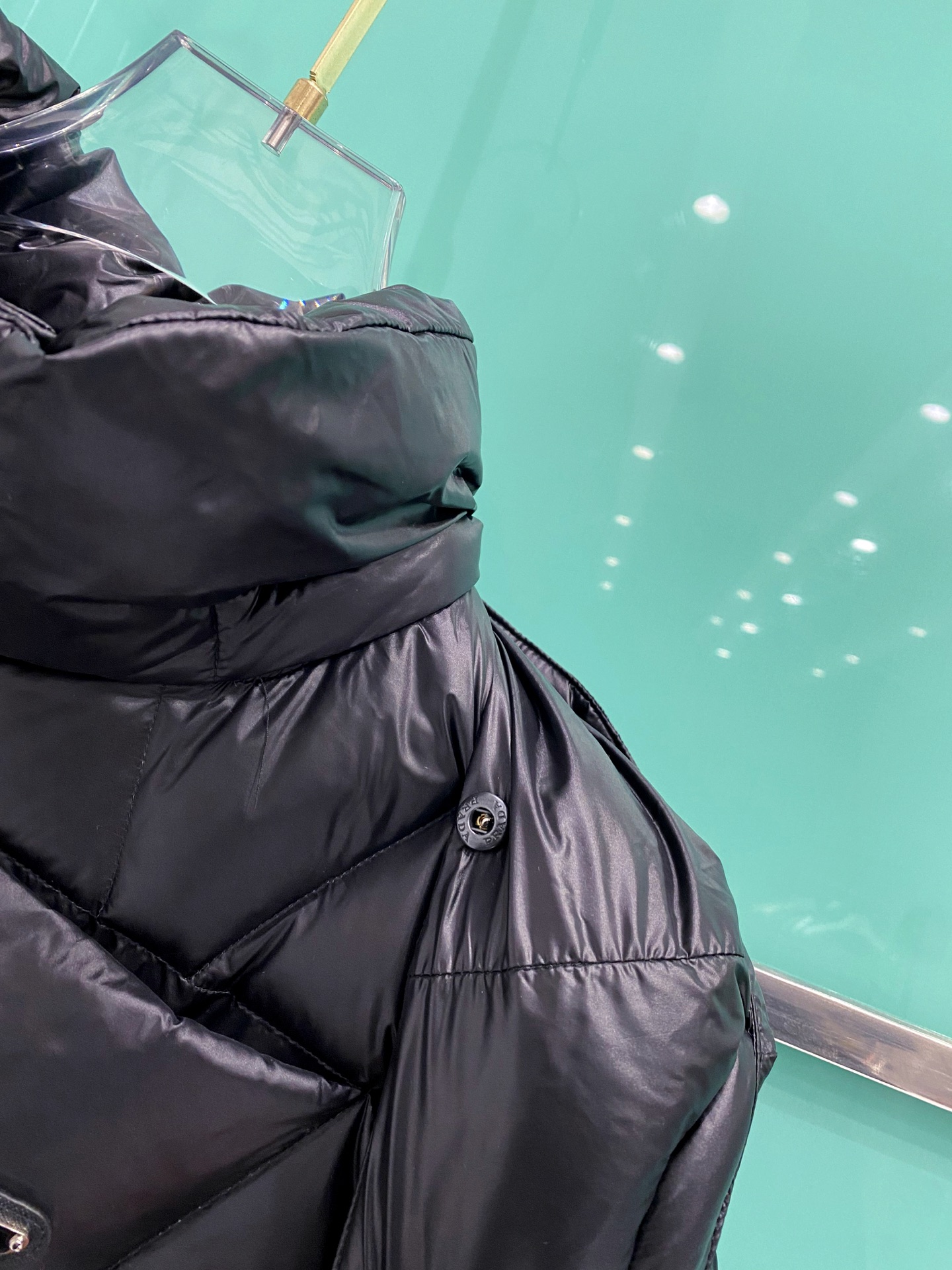 Prada Down Jacket White Duck Down Black Hooded 54-48-56-50-52