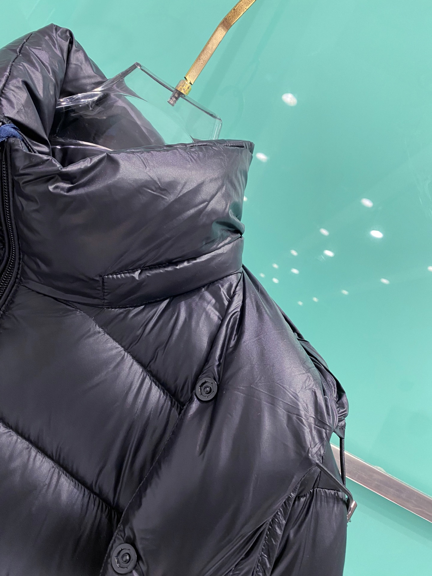 Moncler Down Jacket White Duck Down Black Hooded M-l