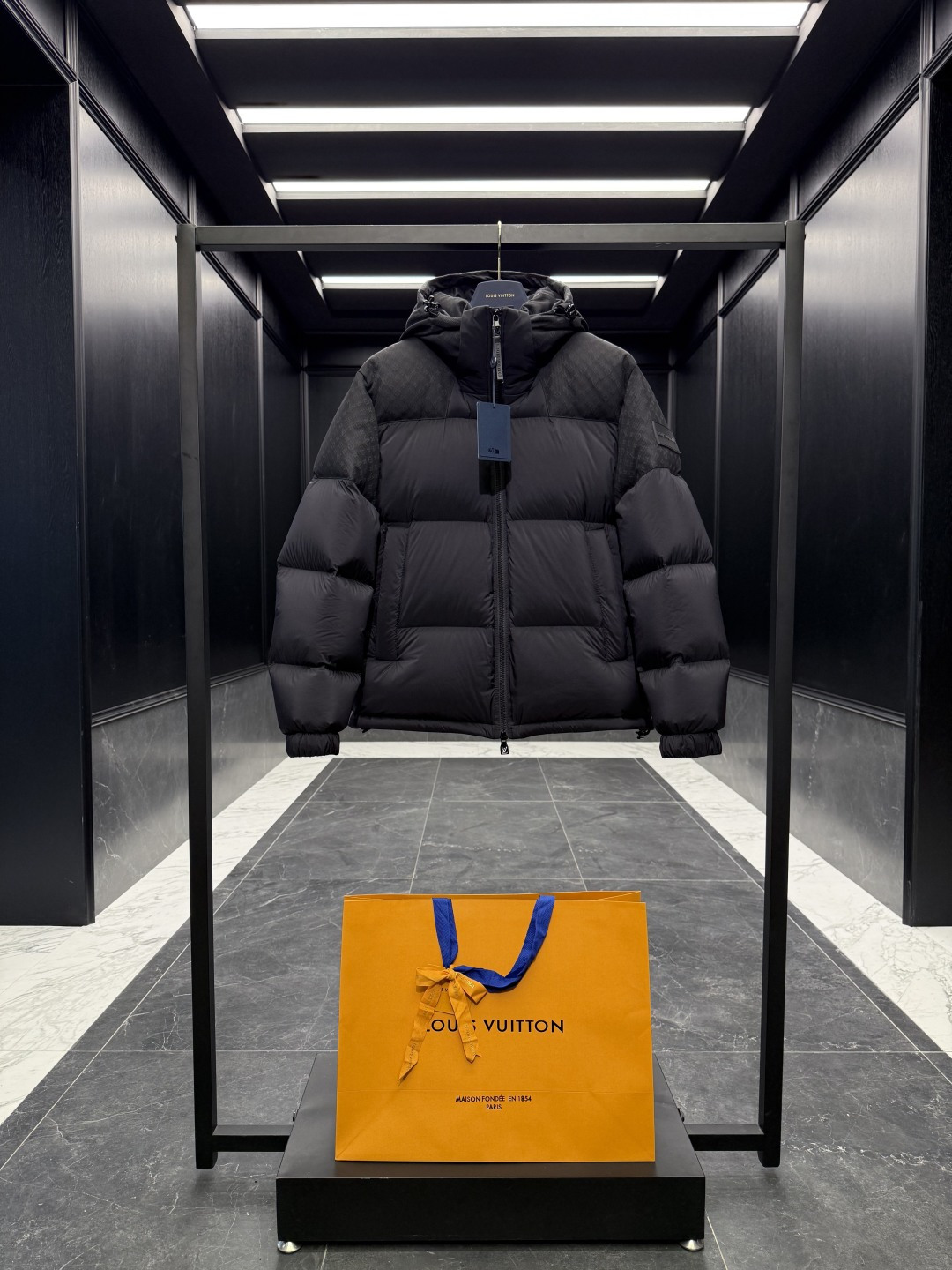 Louis Vuitton Down Jacket Goose Down Black Hooded S-m-l