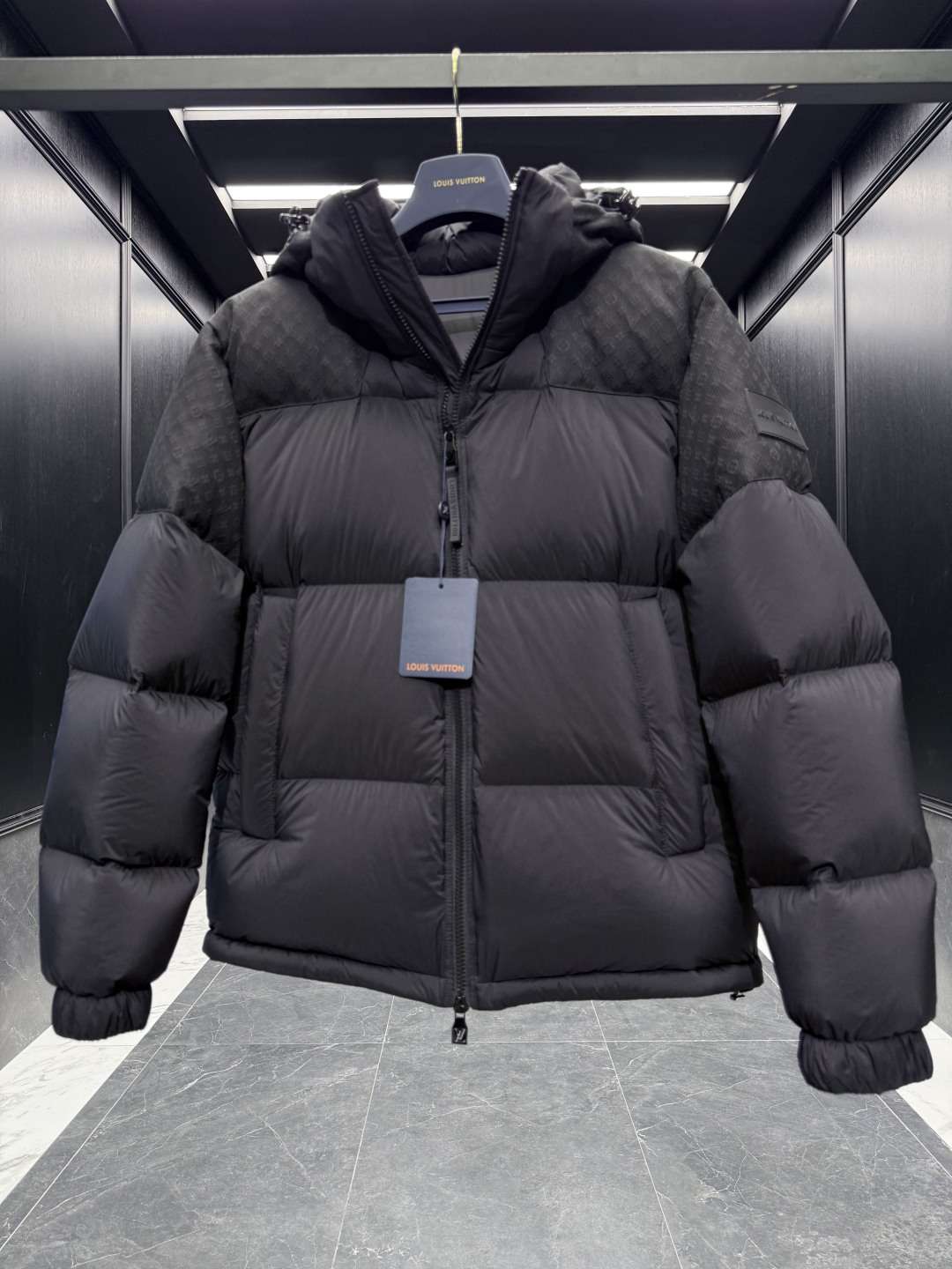 Louis Vuitton Down Jacket Goose Down Black Hooded S-m-l