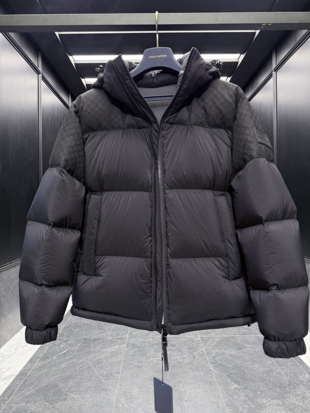 Louis Vuitton Down Jacket Goose Down Black Hooded S-m-l