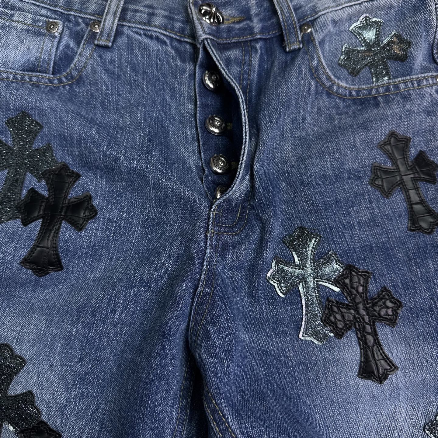 Chrome Hearts Couple Jeans Blue Couple Style