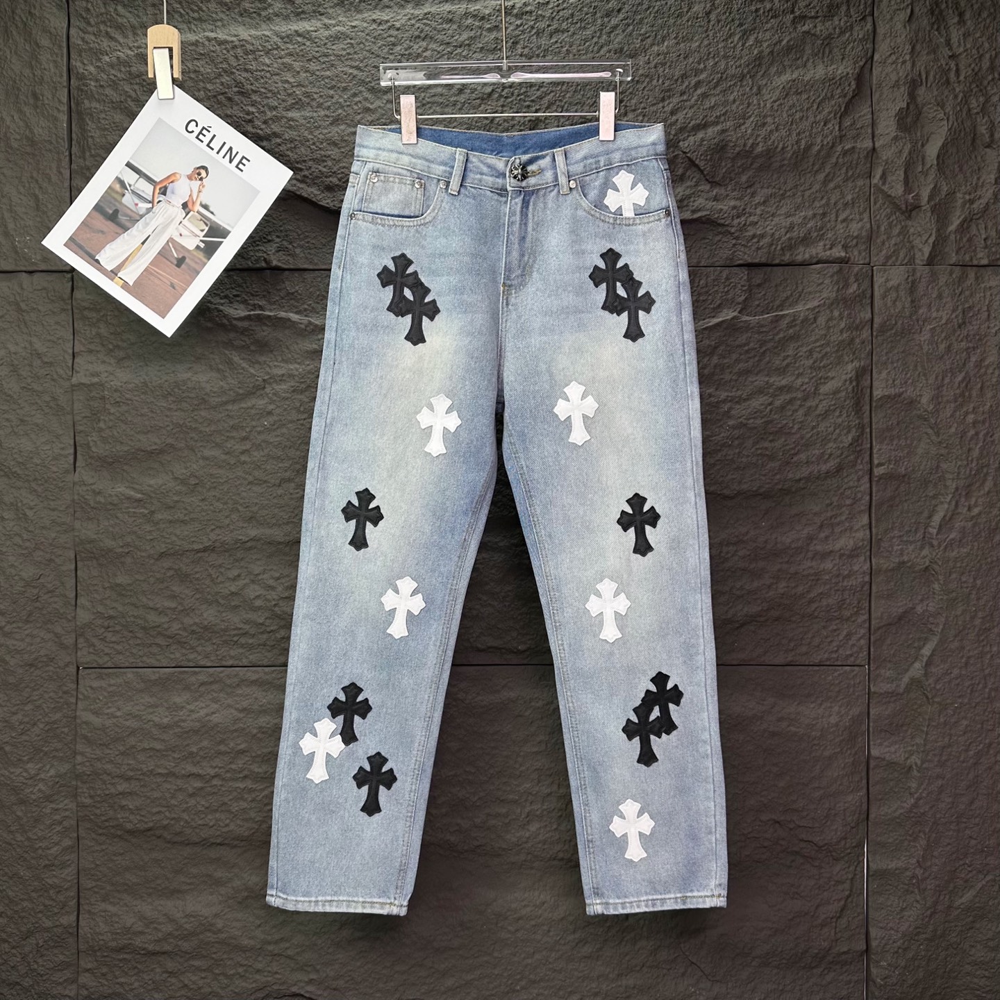 Chrome Hearts Couple Jeans Blue Loose Fit