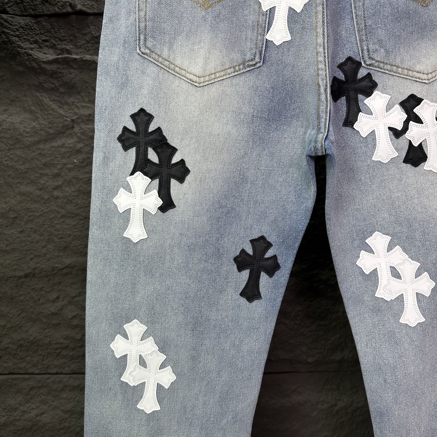 Chrome Hearts Couple Jeans Blue Loose Fit
