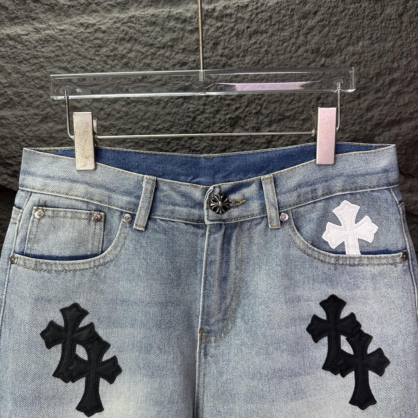 Chrome Hearts Couple Jeans Blue Loose Fit