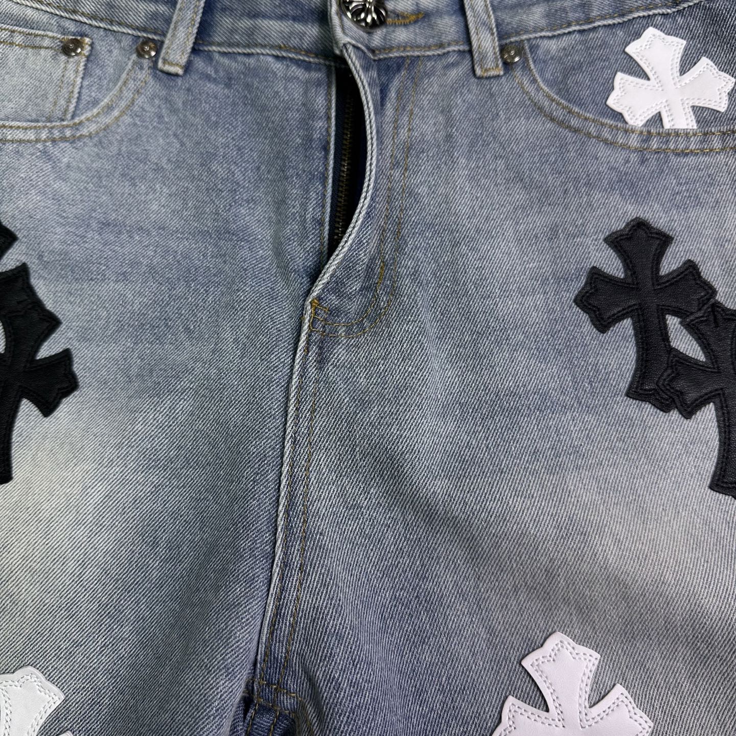 Chrome Hearts Couple Jeans Blue Loose Fit