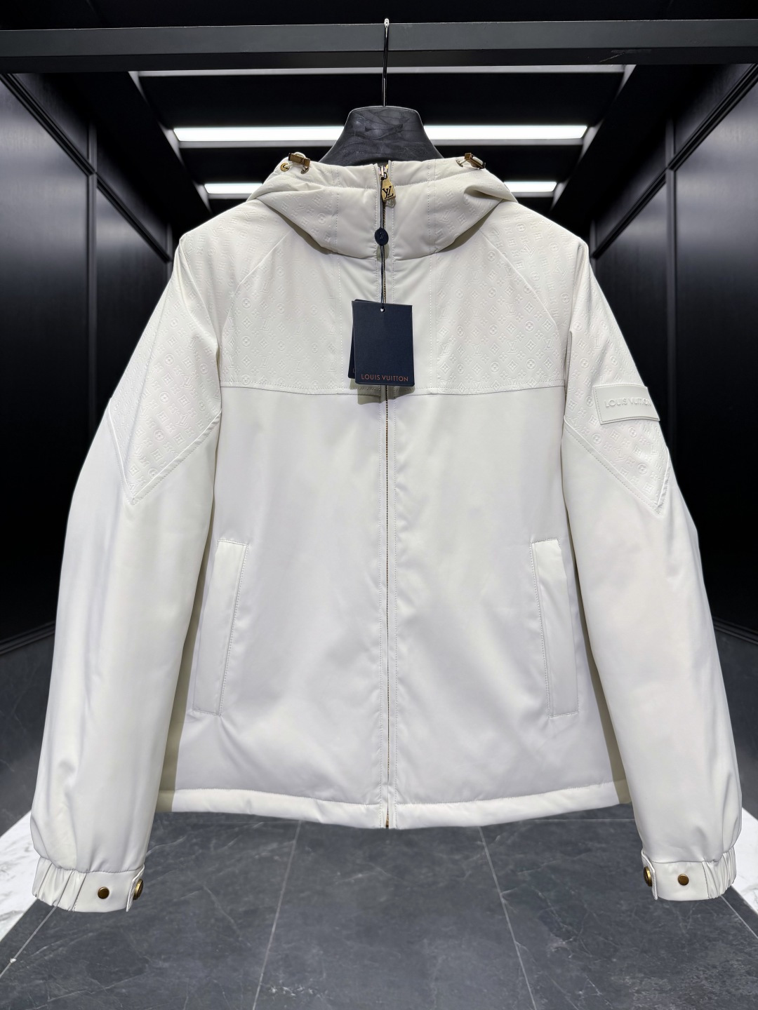 Louis Vuitton Down Jacket Goose Down Black Hooded S-m-l