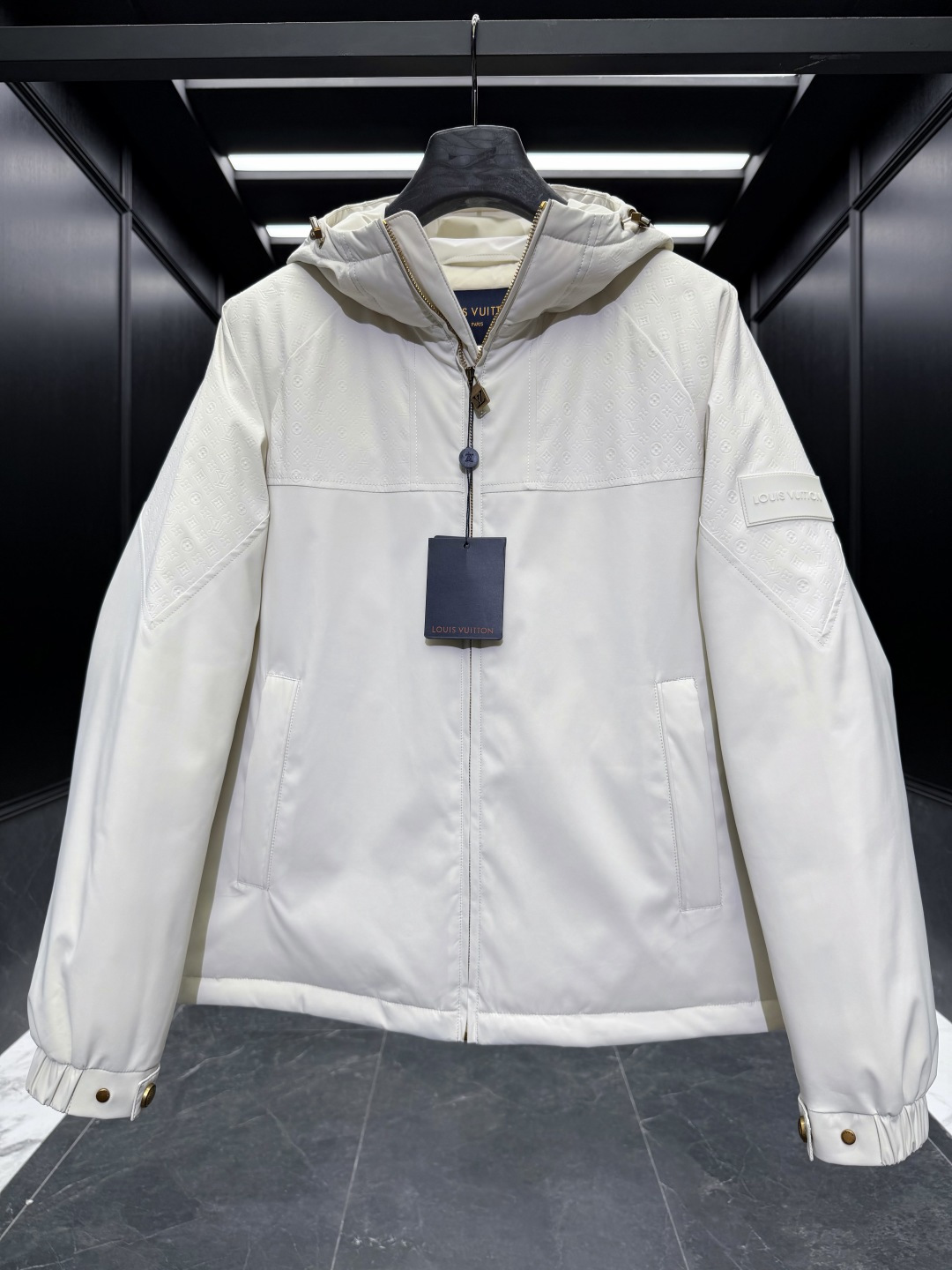 Louis Vuitton Down Jacket Goose Down Black Hooded S-m-l