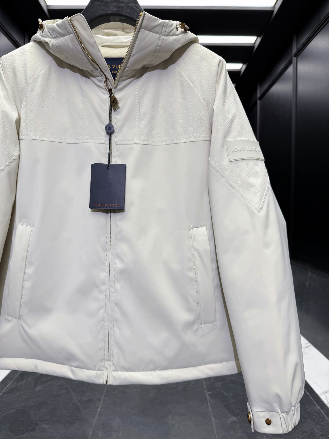 Louis Vuitton Down Jacket Goose Down Black Hooded S-m-l