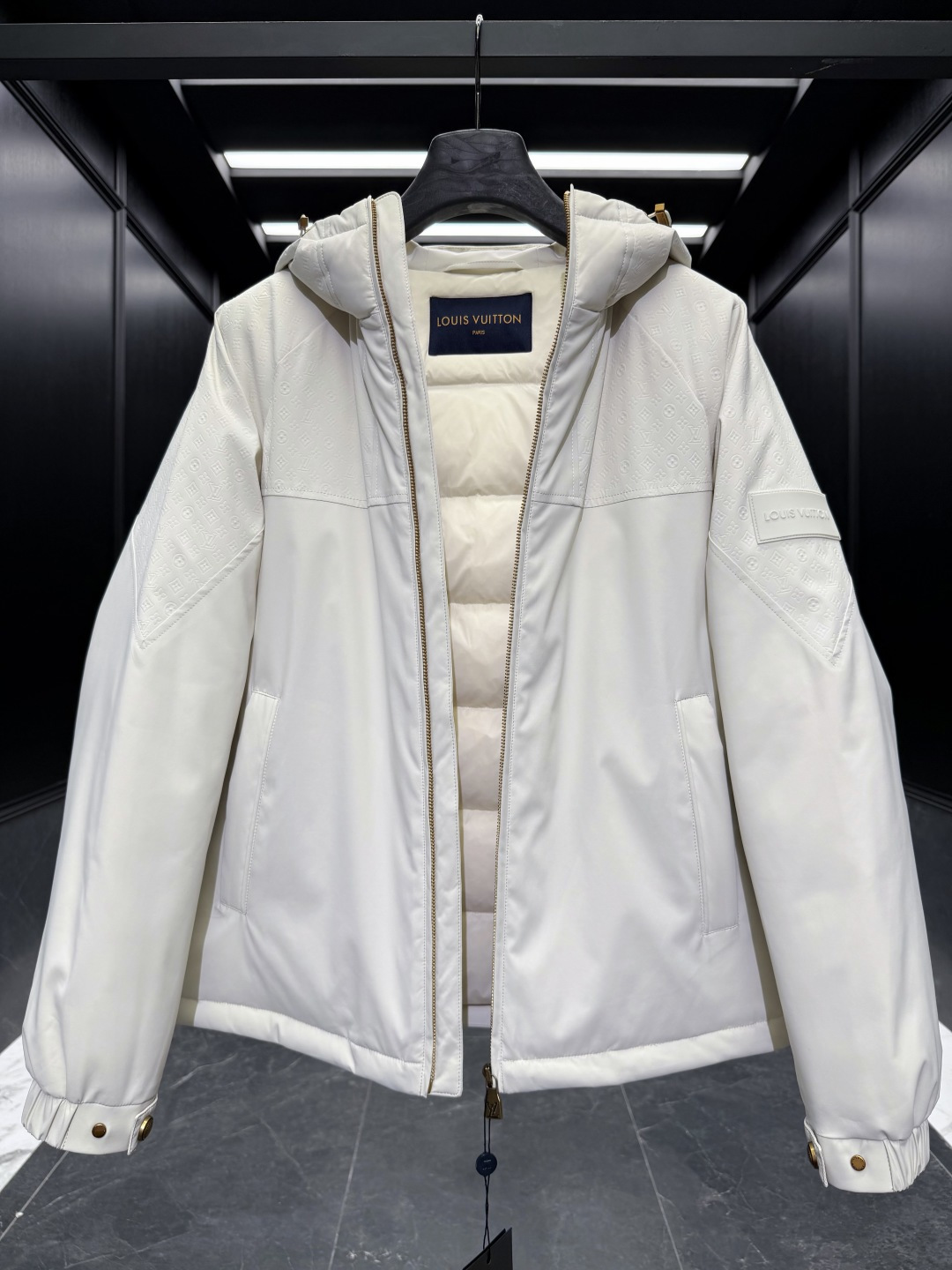 Louis Vuitton Down Jacket Goose Down Black Hooded S-m-l