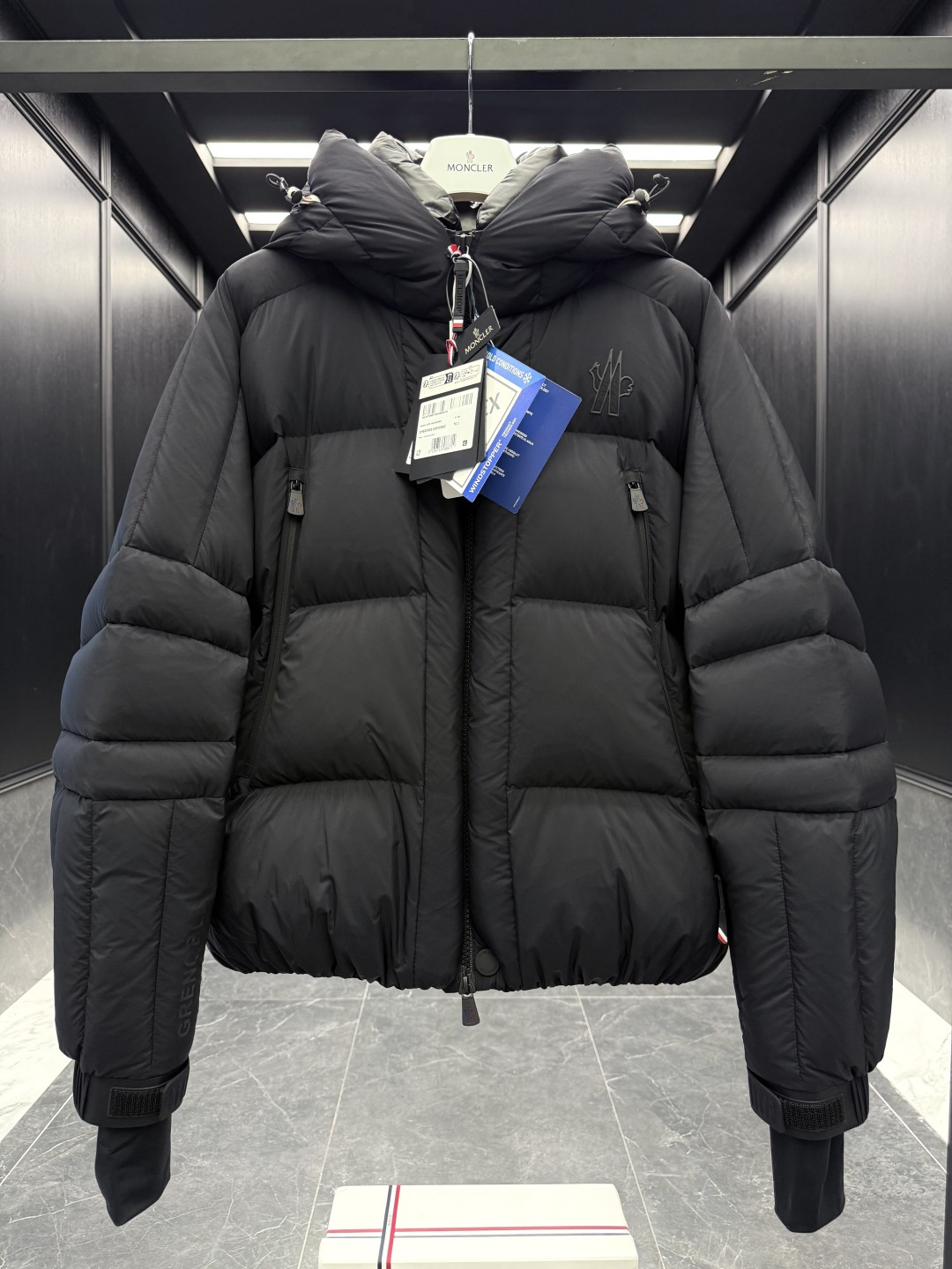 Moncler Male Down Jacket Knitted Black Hooded S-m-l