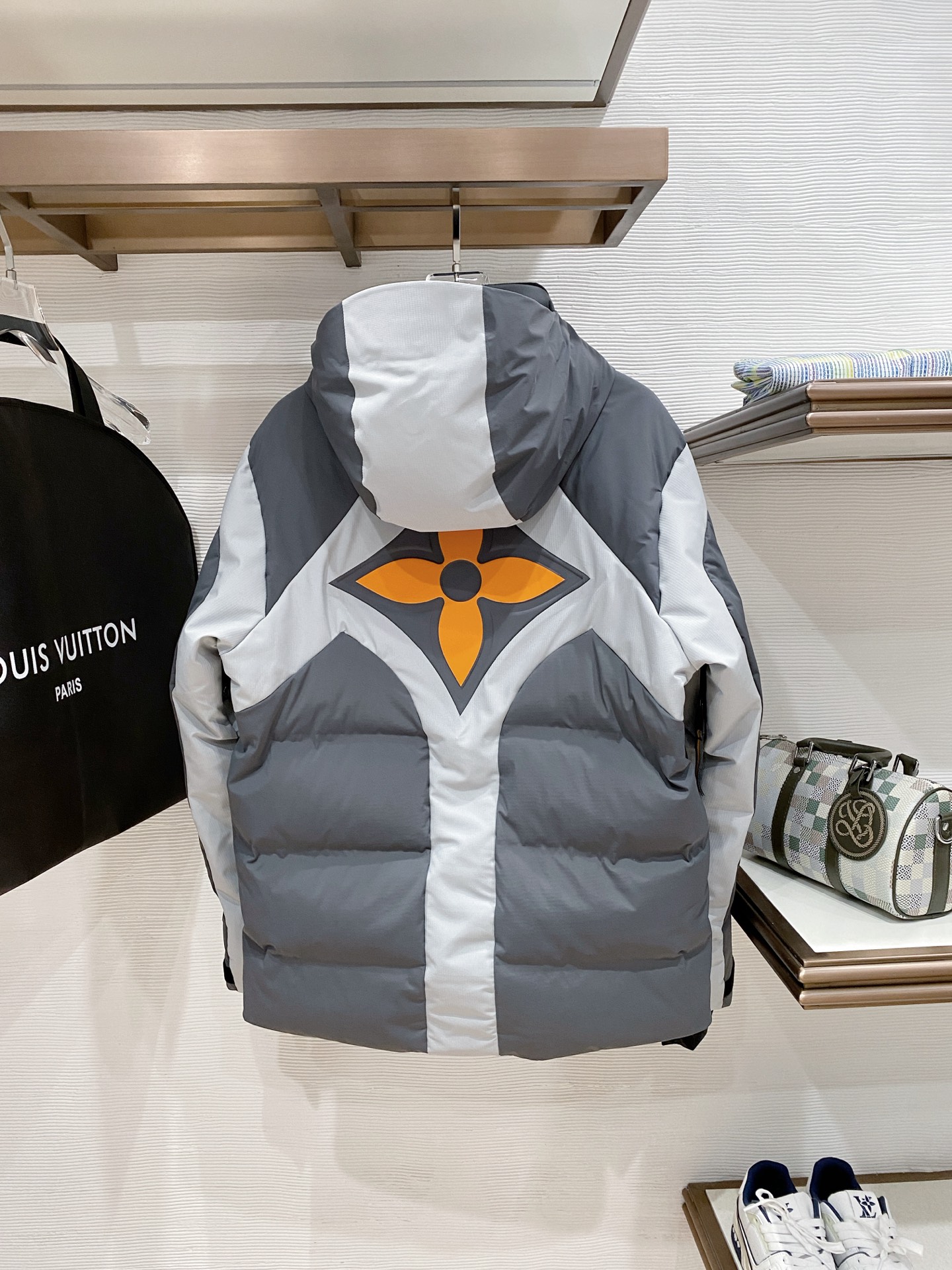 Louis Vuitton Couple Down Jacket Knitted Gray Hooded S-m-l