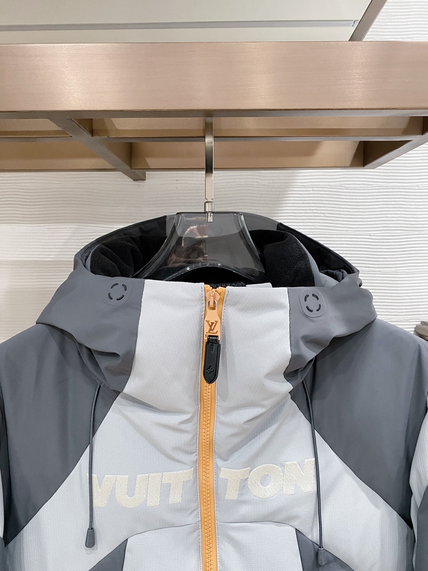 Louis Vuitton Couple Down Jacket Knitted Gray Hooded S-m-l