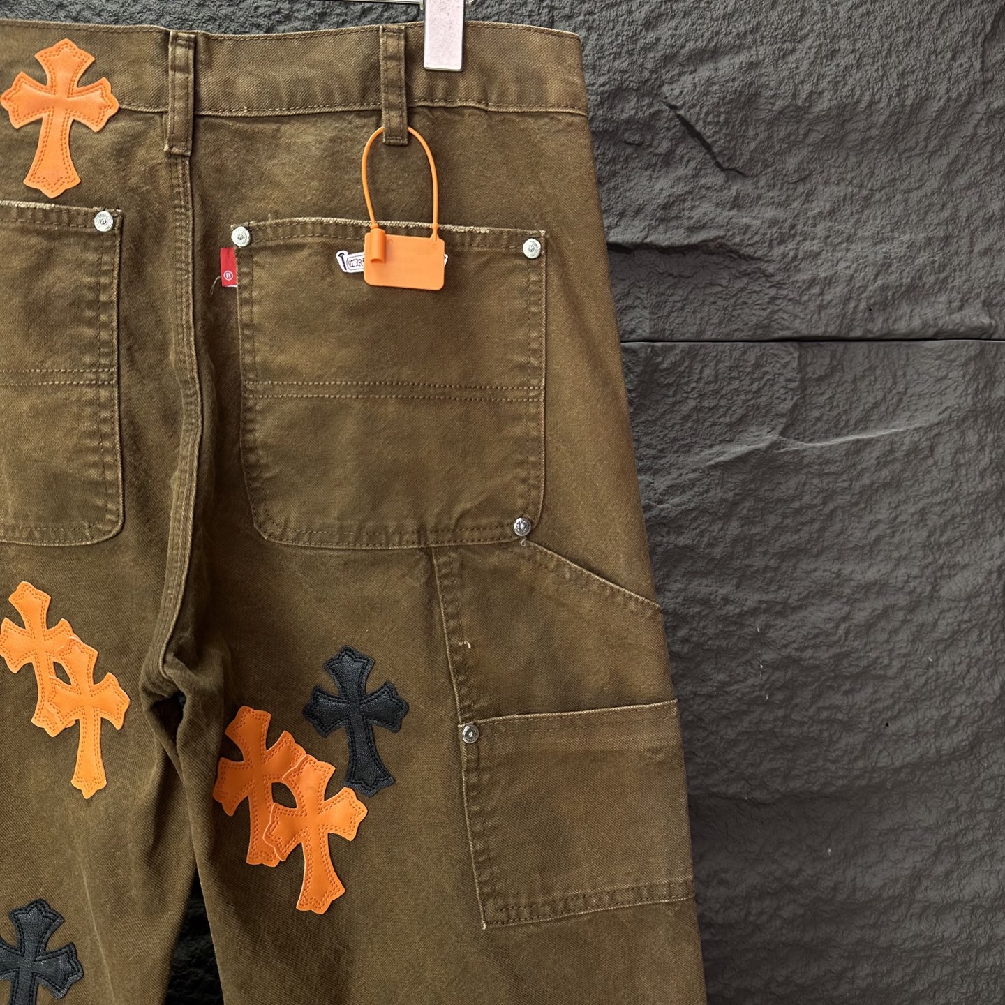 Chrome Hearts Couple Jeans Brown Loose Fit