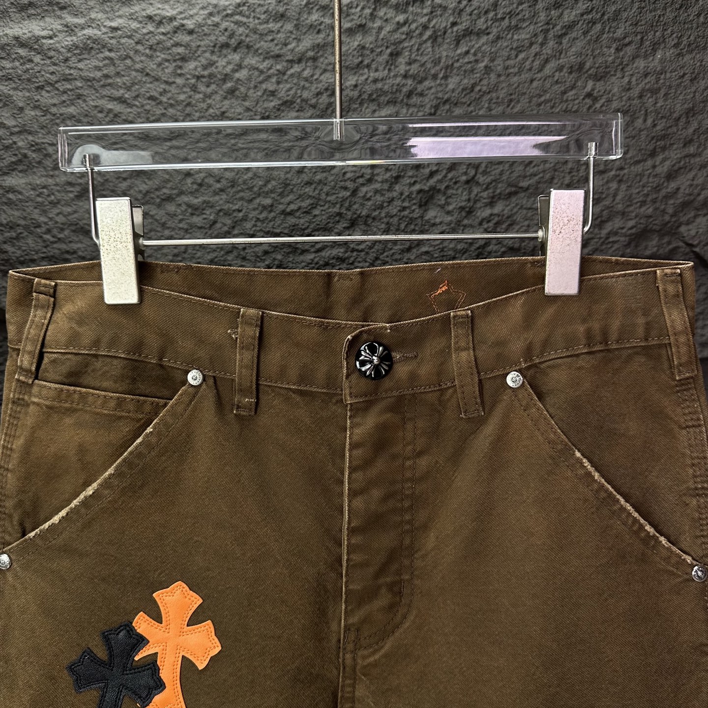 Chrome Hearts Couple Jeans Brown Loose Fit