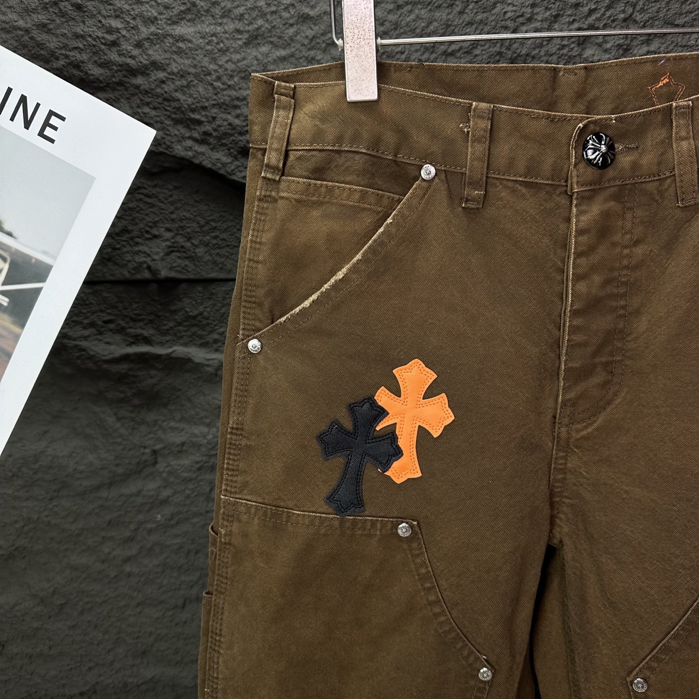 Chrome Hearts Couple Jeans Brown Loose Fit