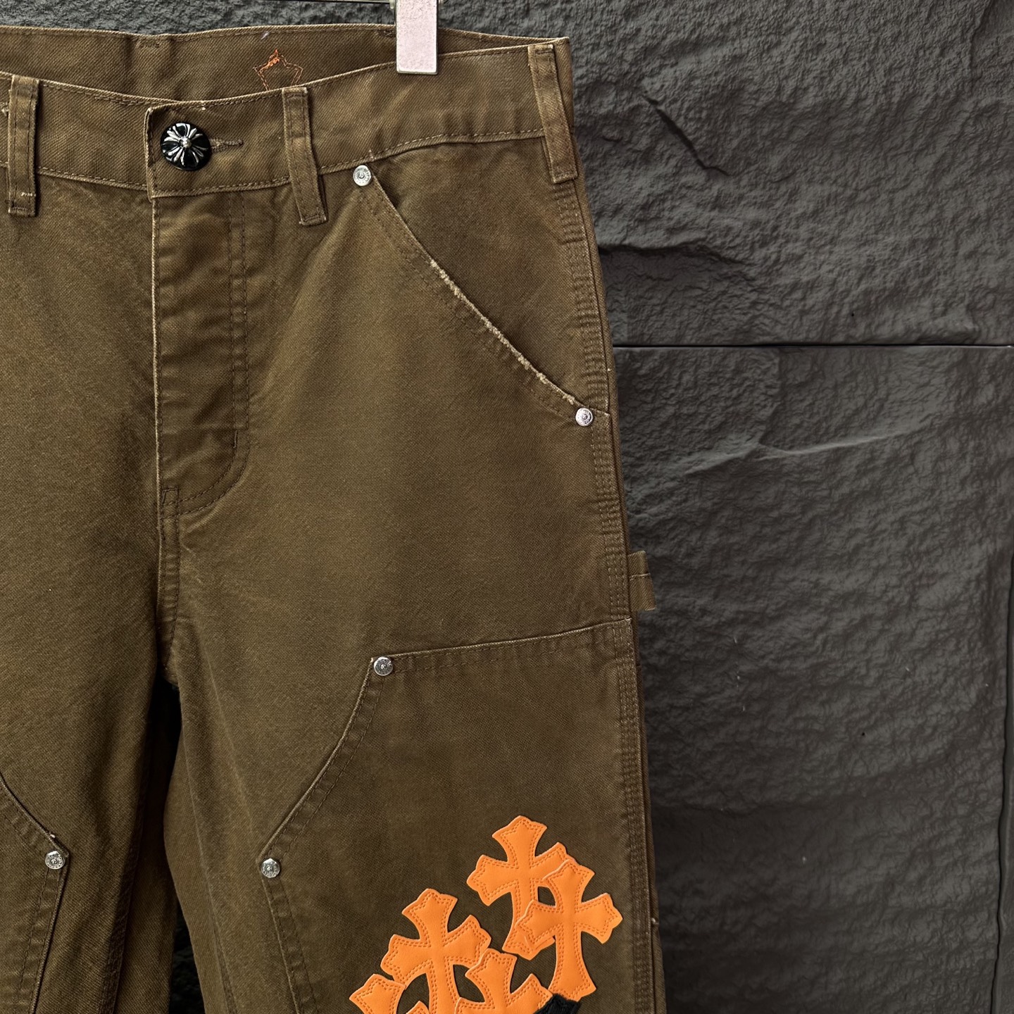 Chrome Hearts Couple Jeans Brown Loose Fit