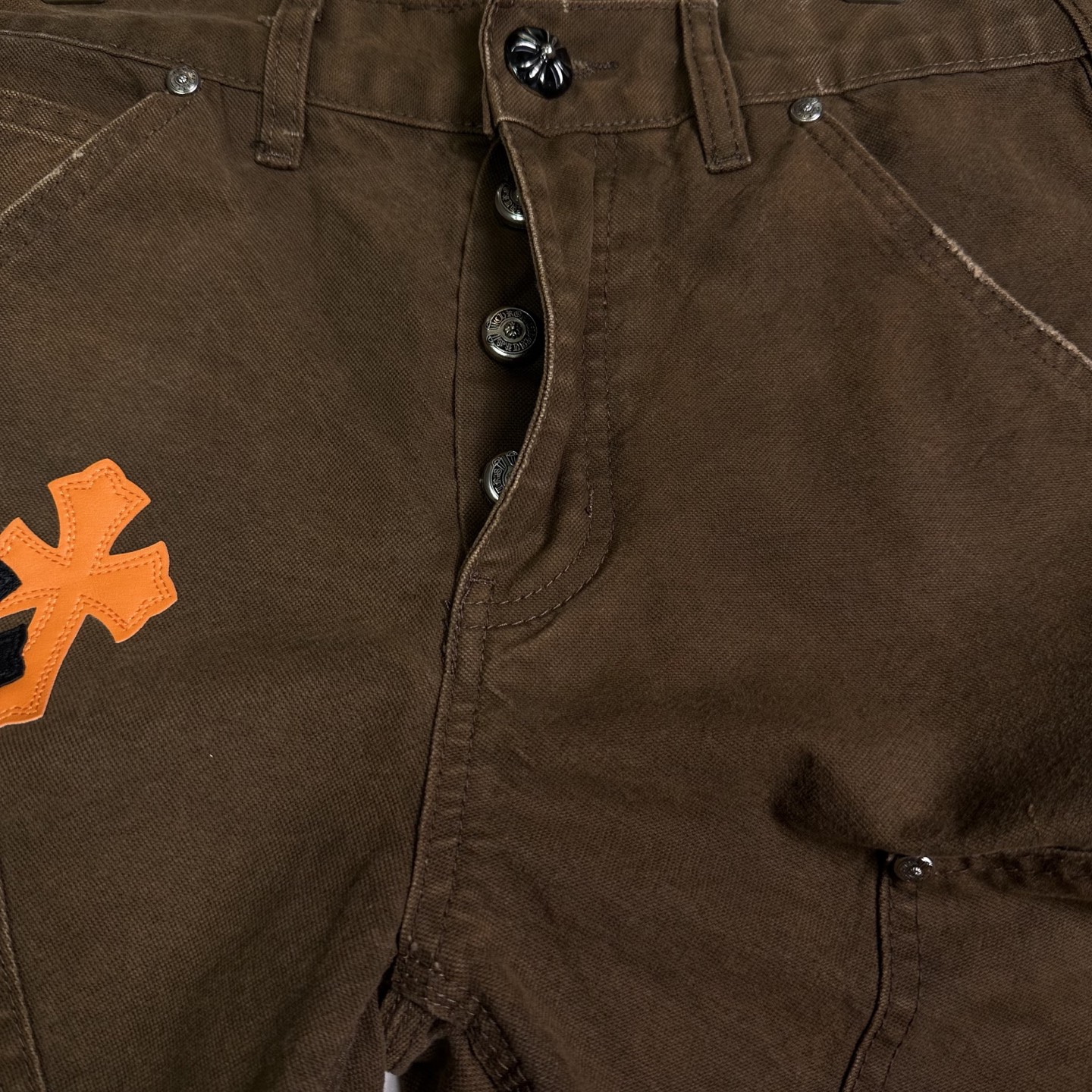 Chrome Hearts Couple Jeans Brown Loose Fit