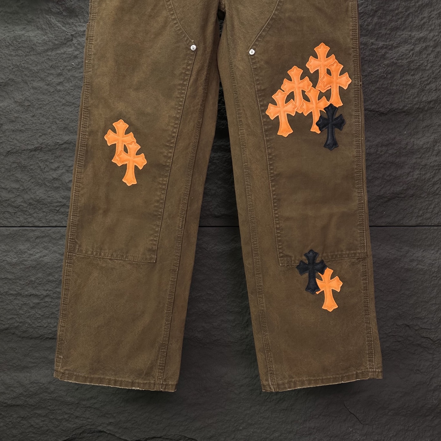 Chrome Hearts Couple Jeans Brown Loose Fit
