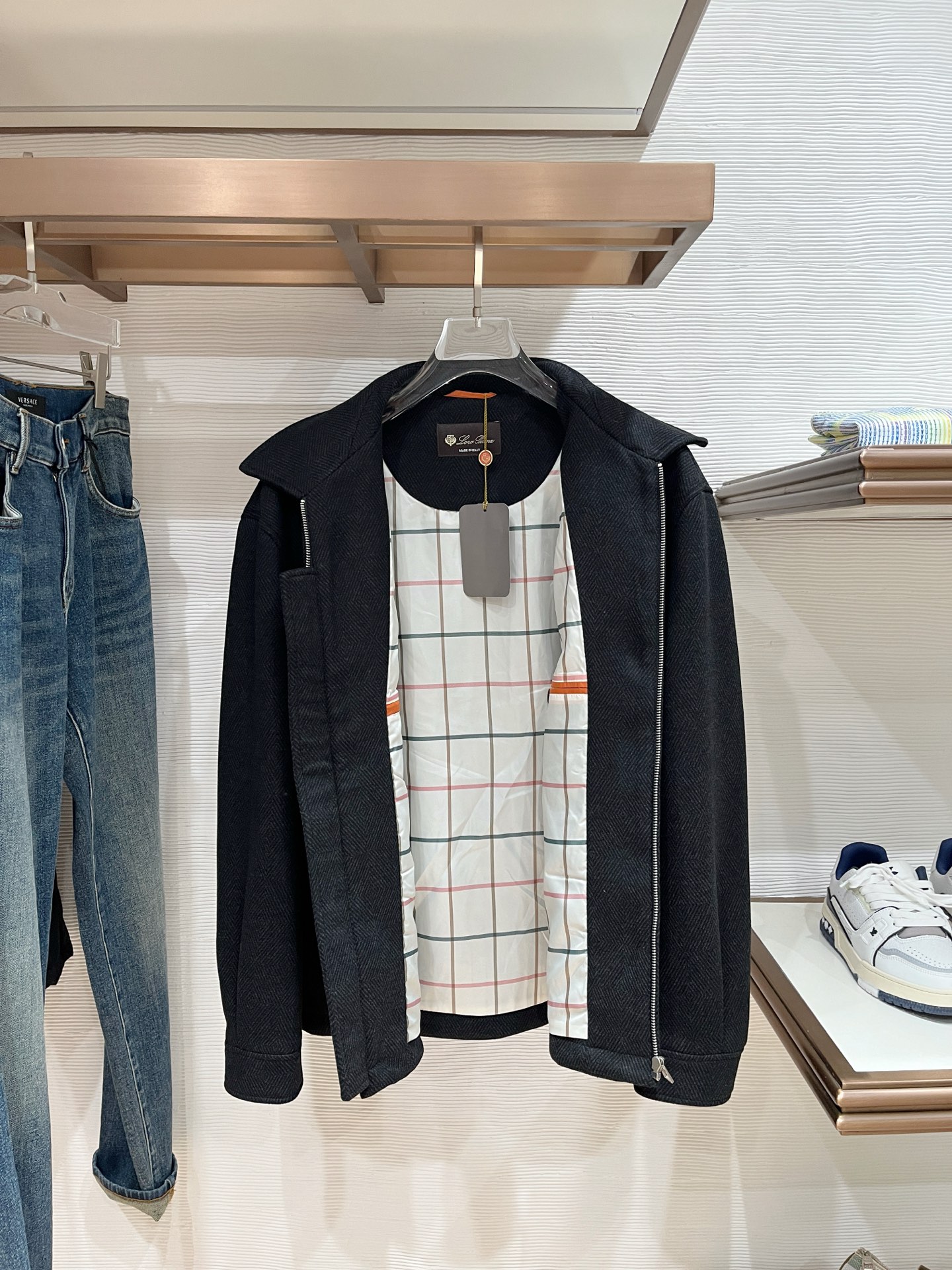 Loro Piana Male Jacket Cotton Gray Slim Fit M-l-xl