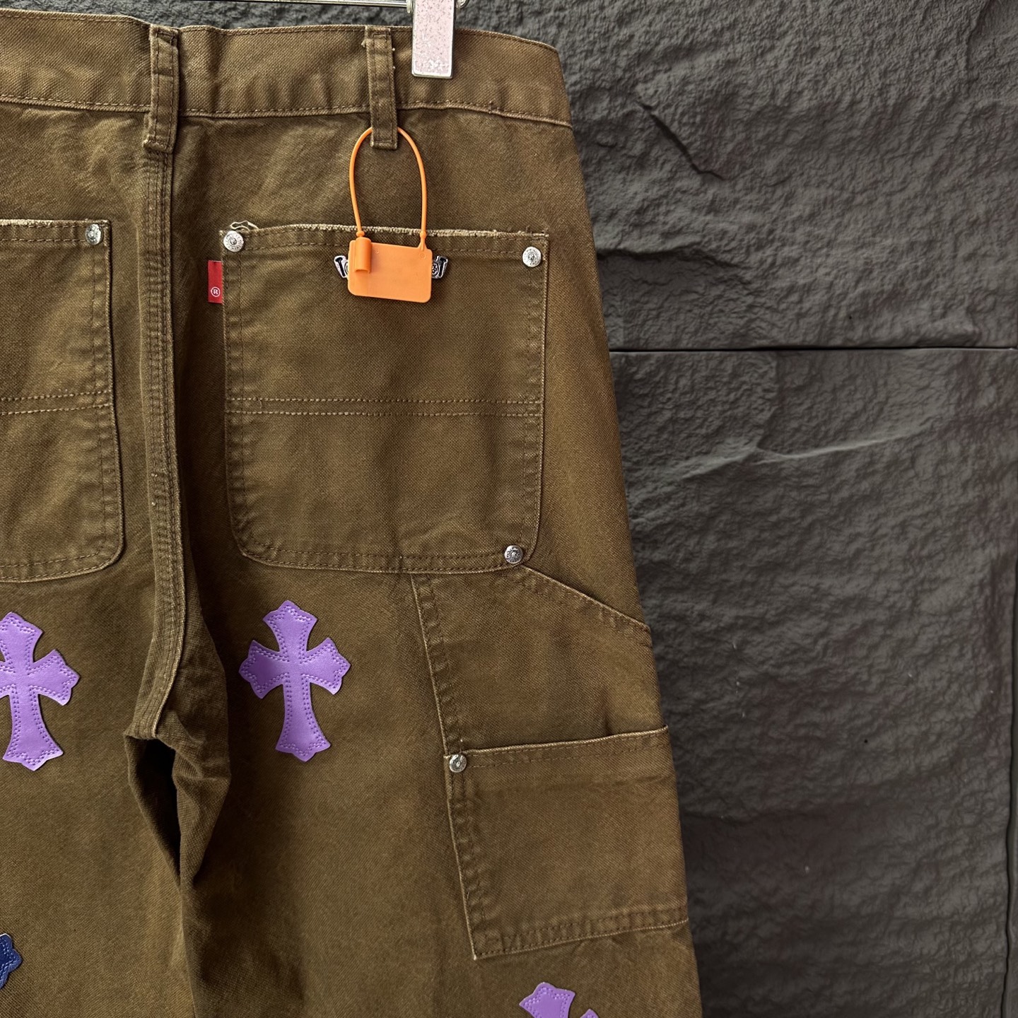 Chrome Hearts Couple Jeans Brown Loose Fit