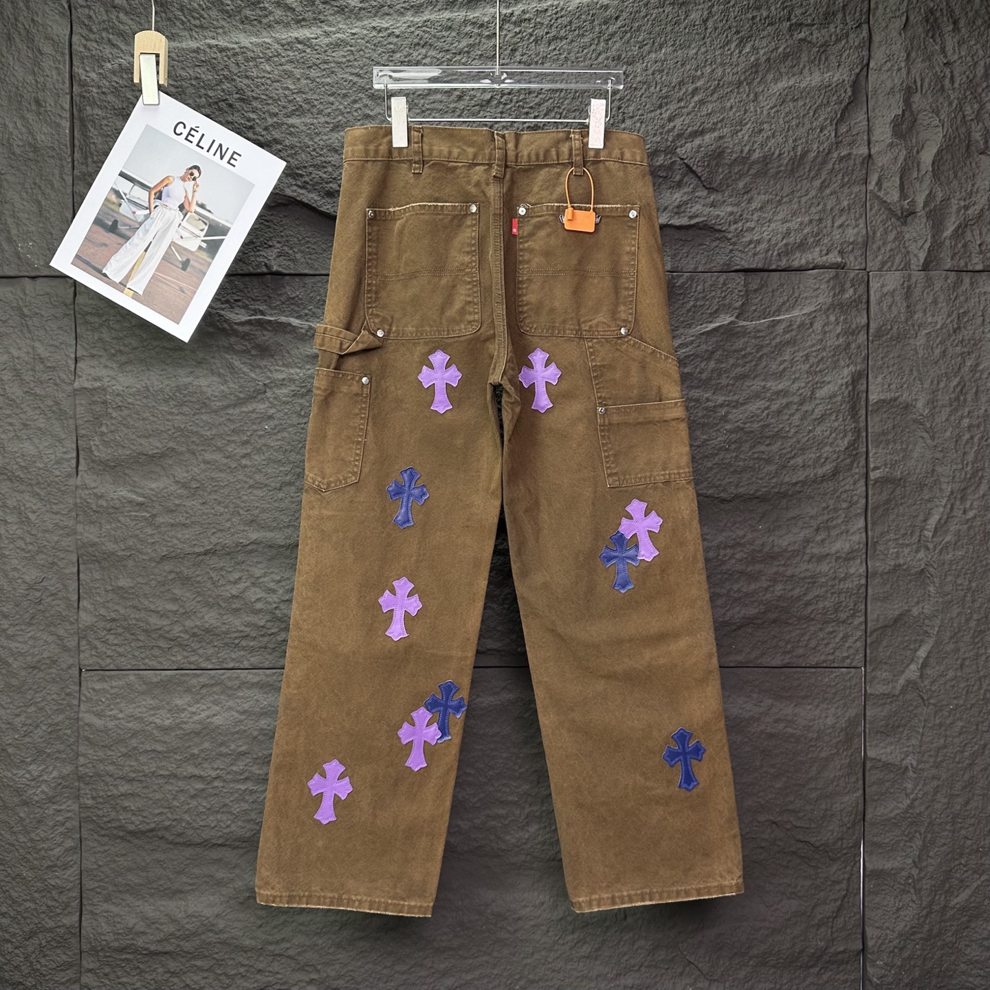 Chrome Hearts Couple Jeans Brown Loose Fit