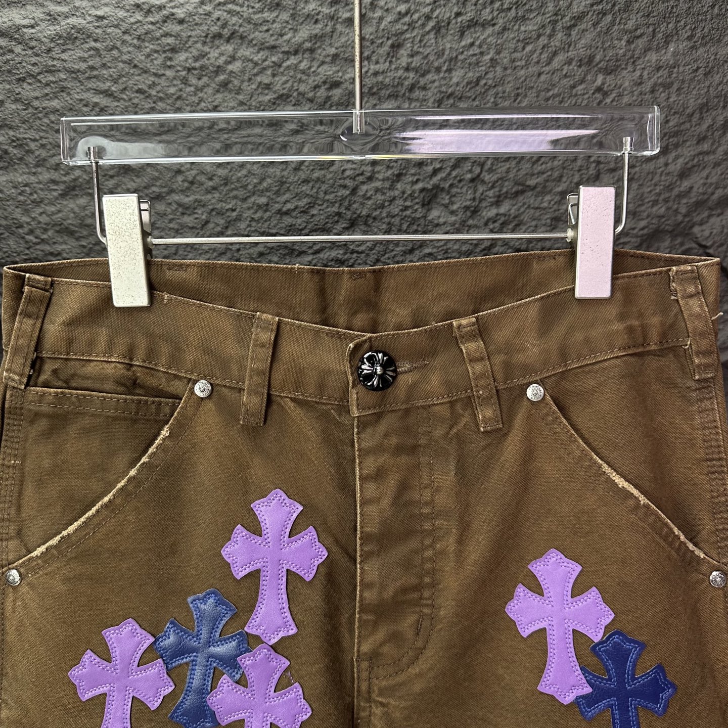 Chrome Hearts Couple Jeans Brown Loose Fit