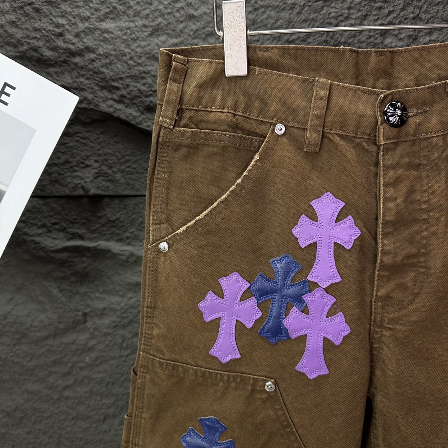 Chrome Hearts Couple Jeans Brown Loose Fit