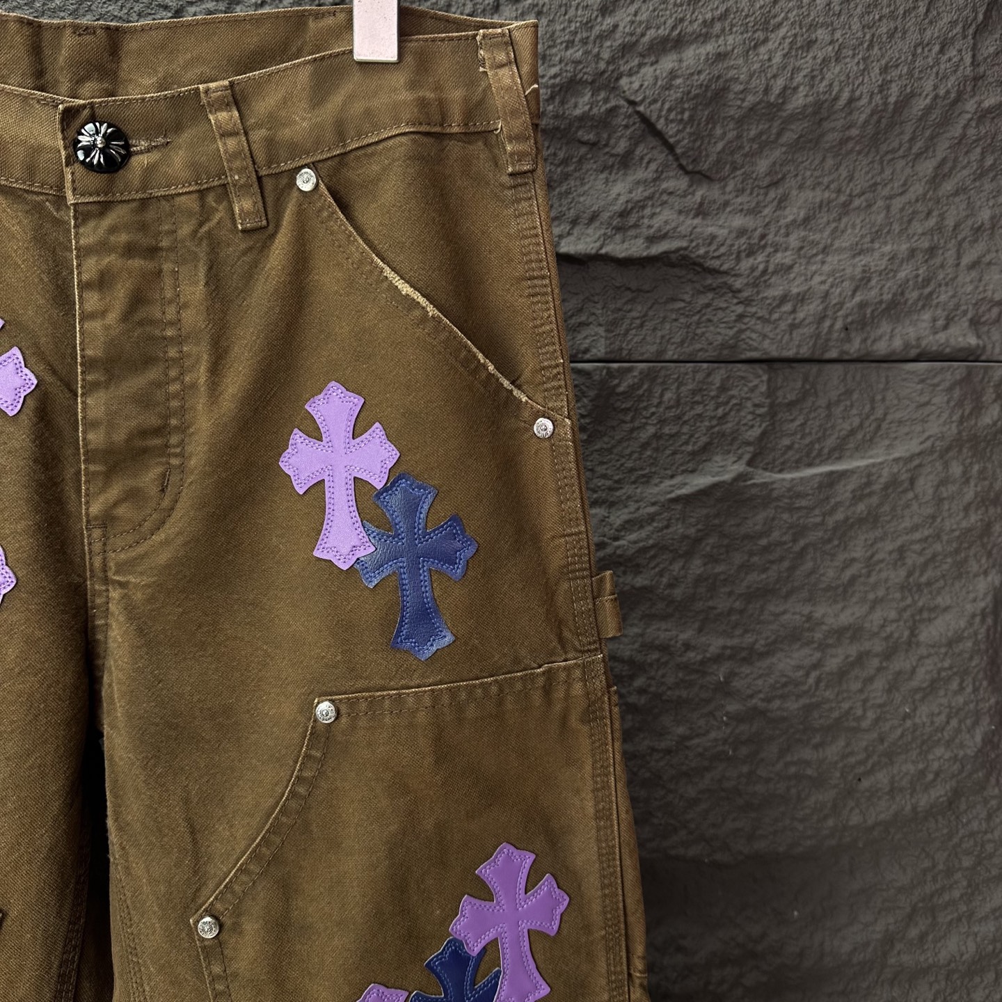 Chrome Hearts Couple Jeans Brown Loose Fit