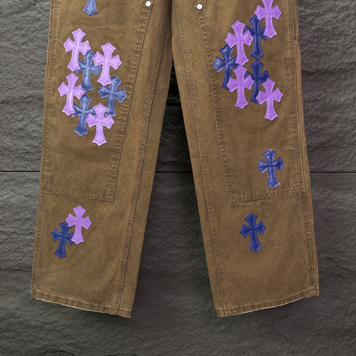 Chrome Hearts Couple Jeans Brown Loose Fit