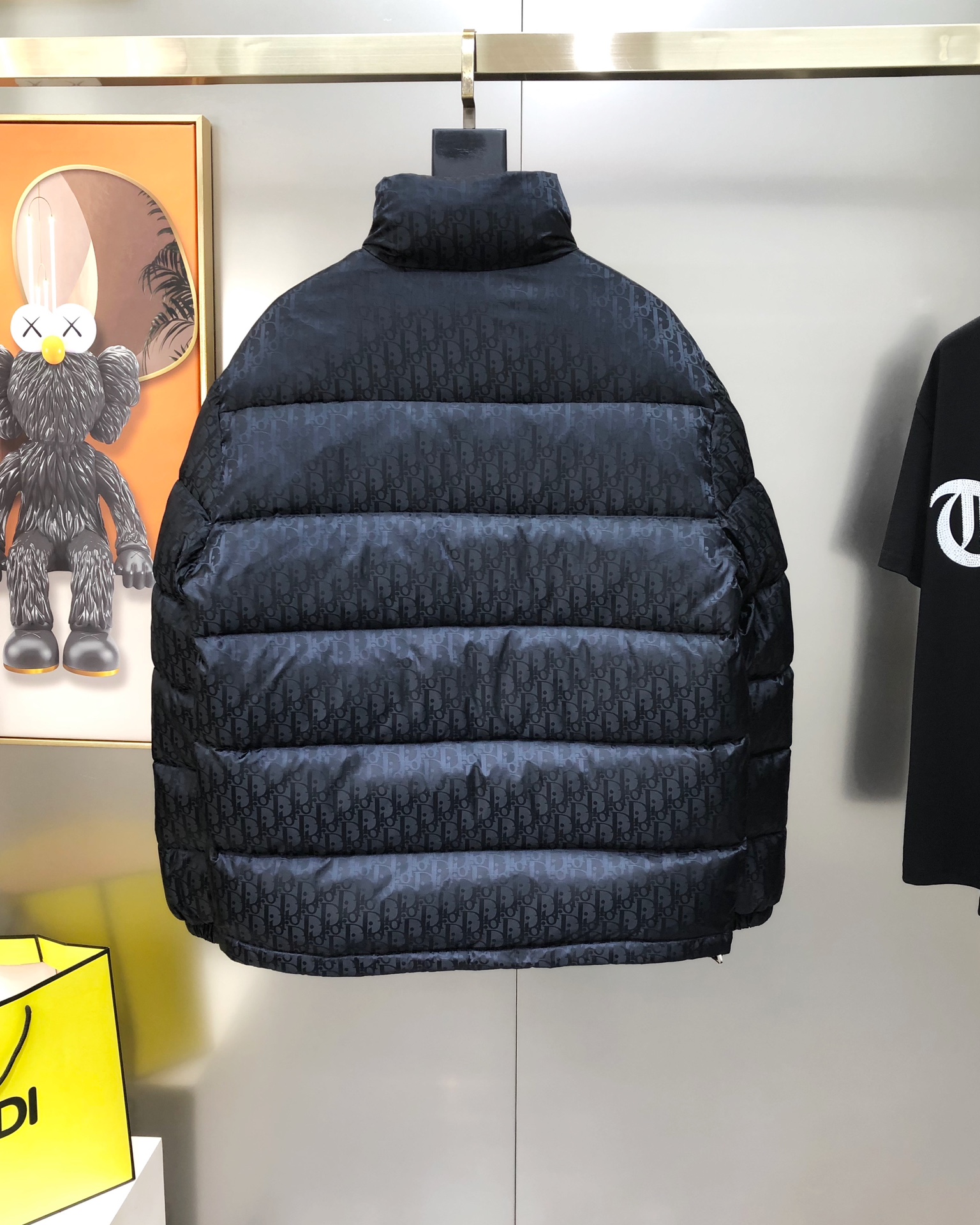 Dior Male Down Jacket White Duck Down Black Printed S-xl