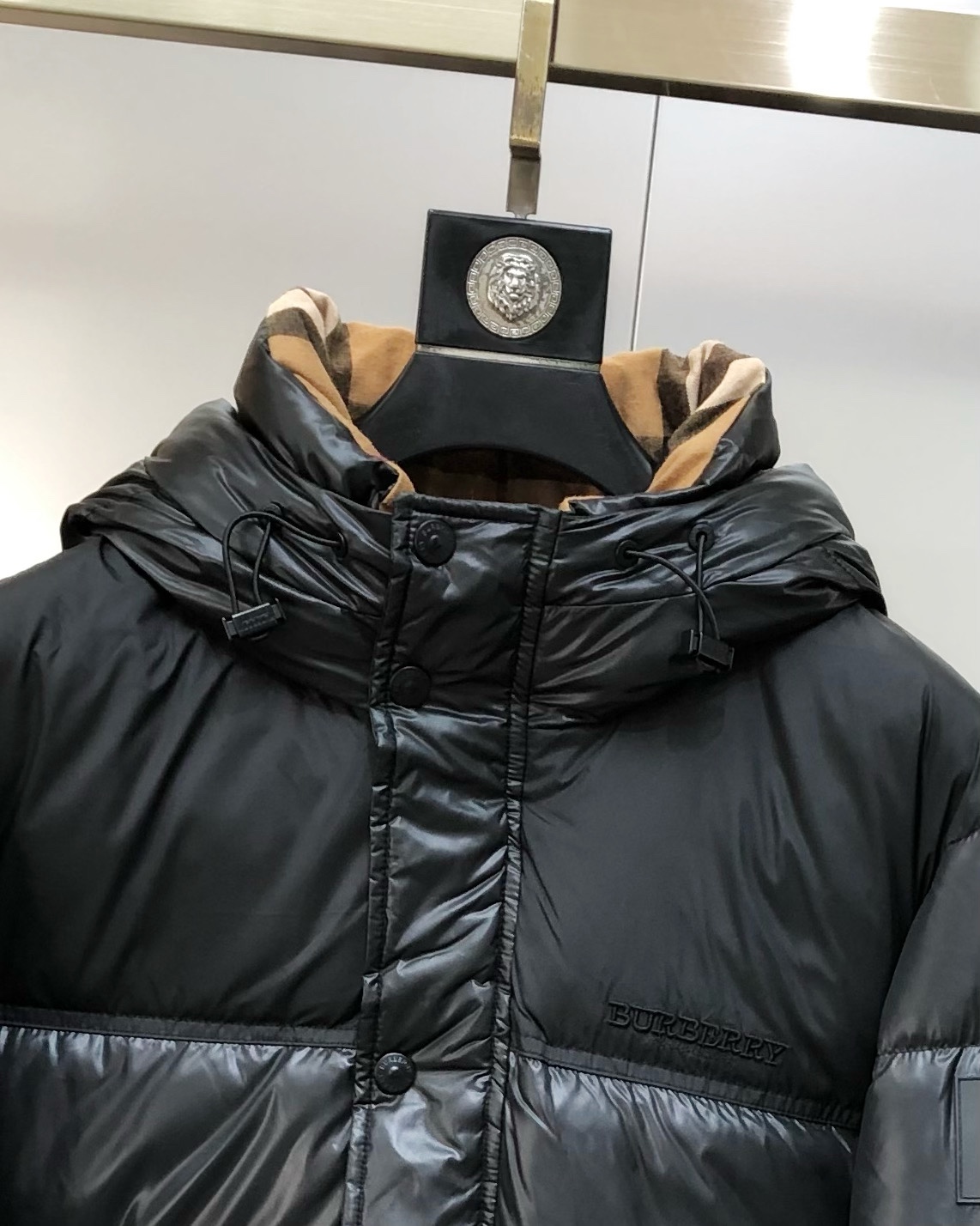 Burberry Male Down Jacket White Duck Down Black Hooded M-l-xl