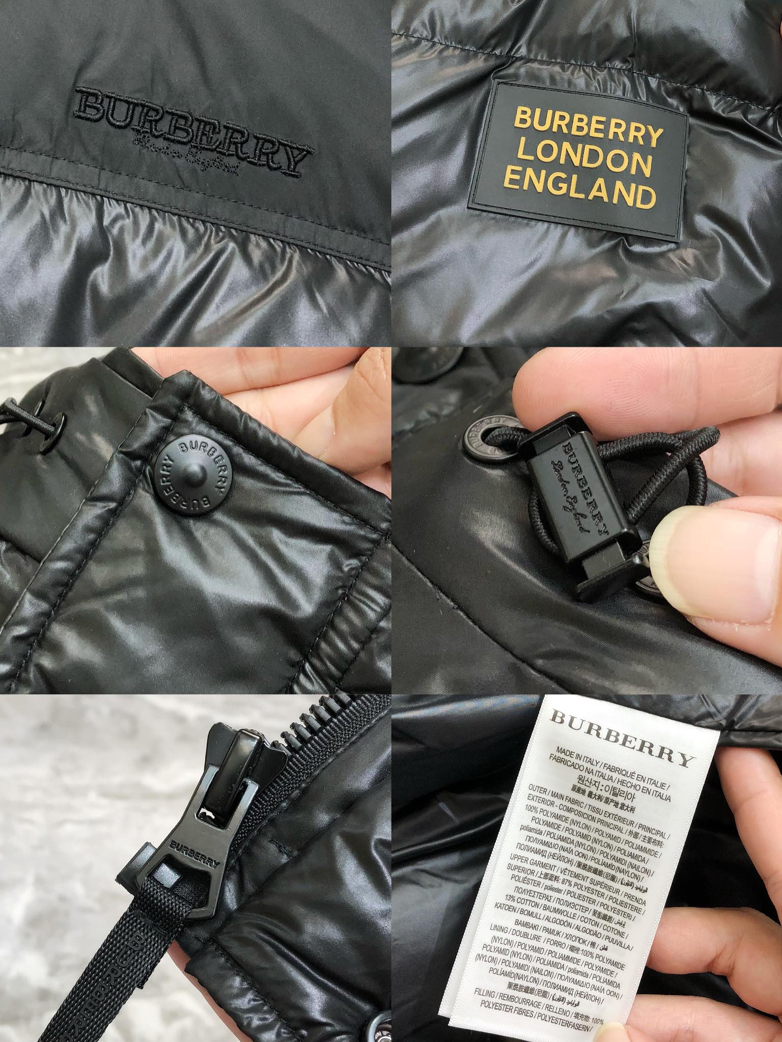 Burberry Male Down Jacket White Duck Down Black Hooded M-l-xl