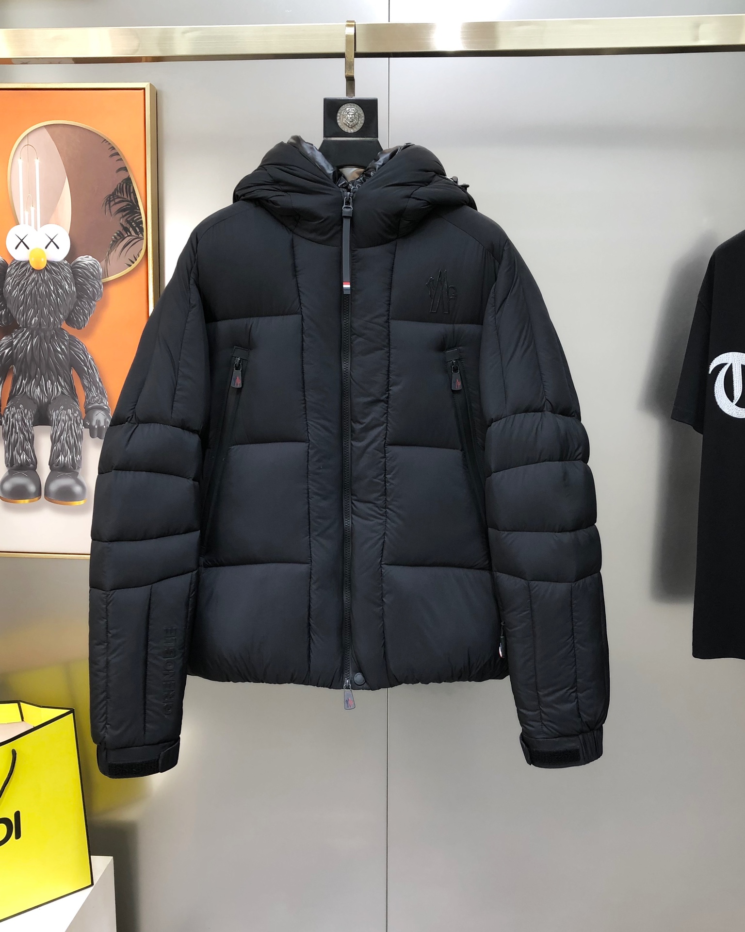Moncler Male Down Jacket White Duck Down Black Hooded M-l-xl