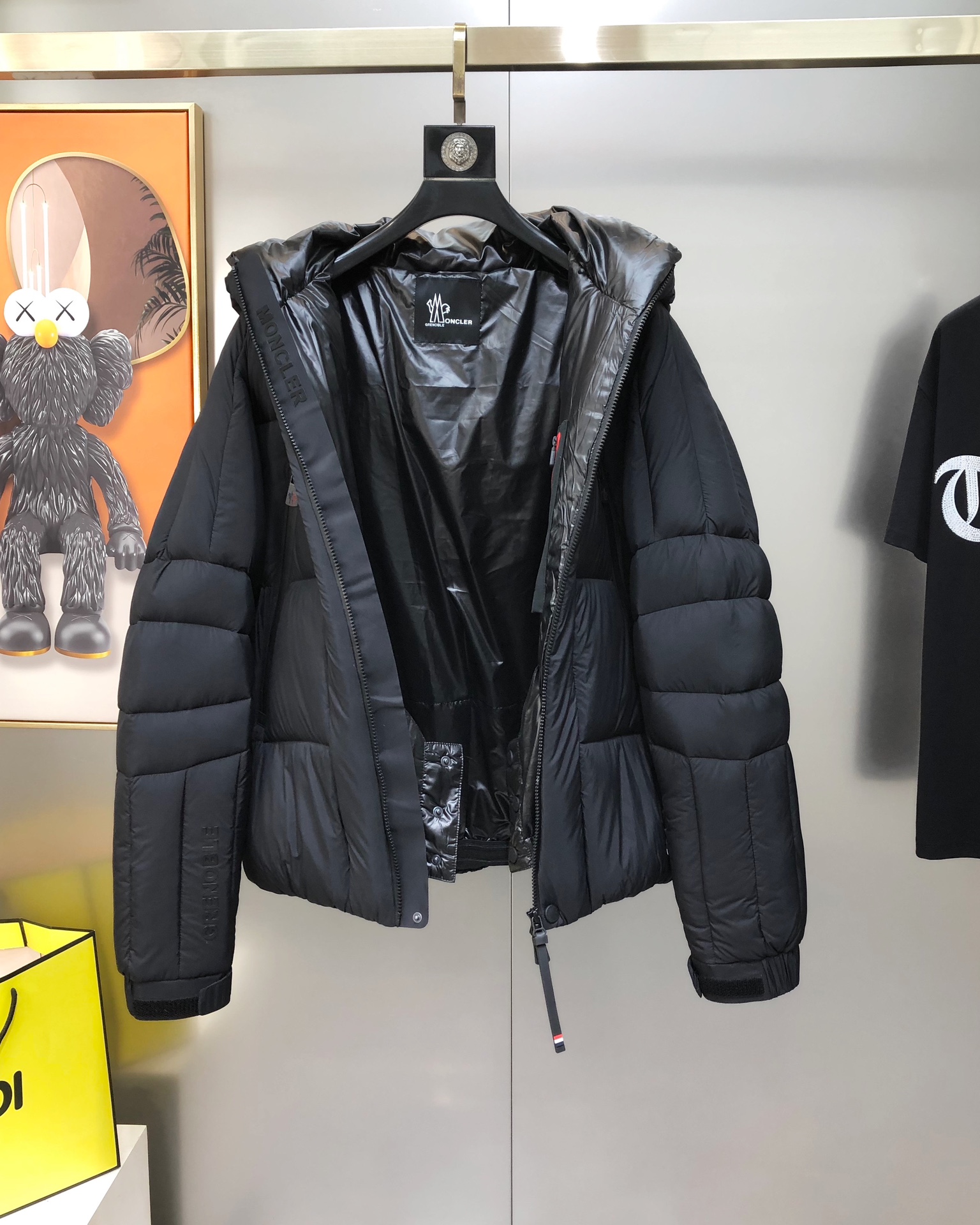 Moncler Male Down Jacket White Duck Down Black Hooded M-l-xl