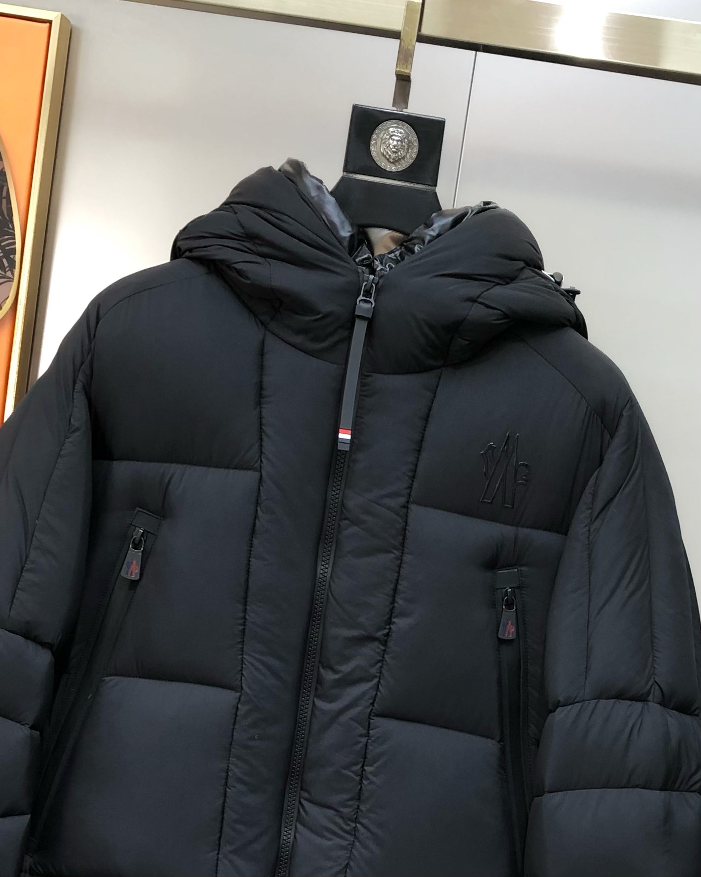 Moncler Male Down Jacket White Duck Down Black Hooded M-l-xl