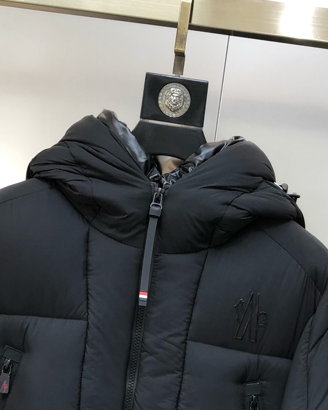 Moncler Male Down Jacket White Duck Down Black Hooded M-l-xl