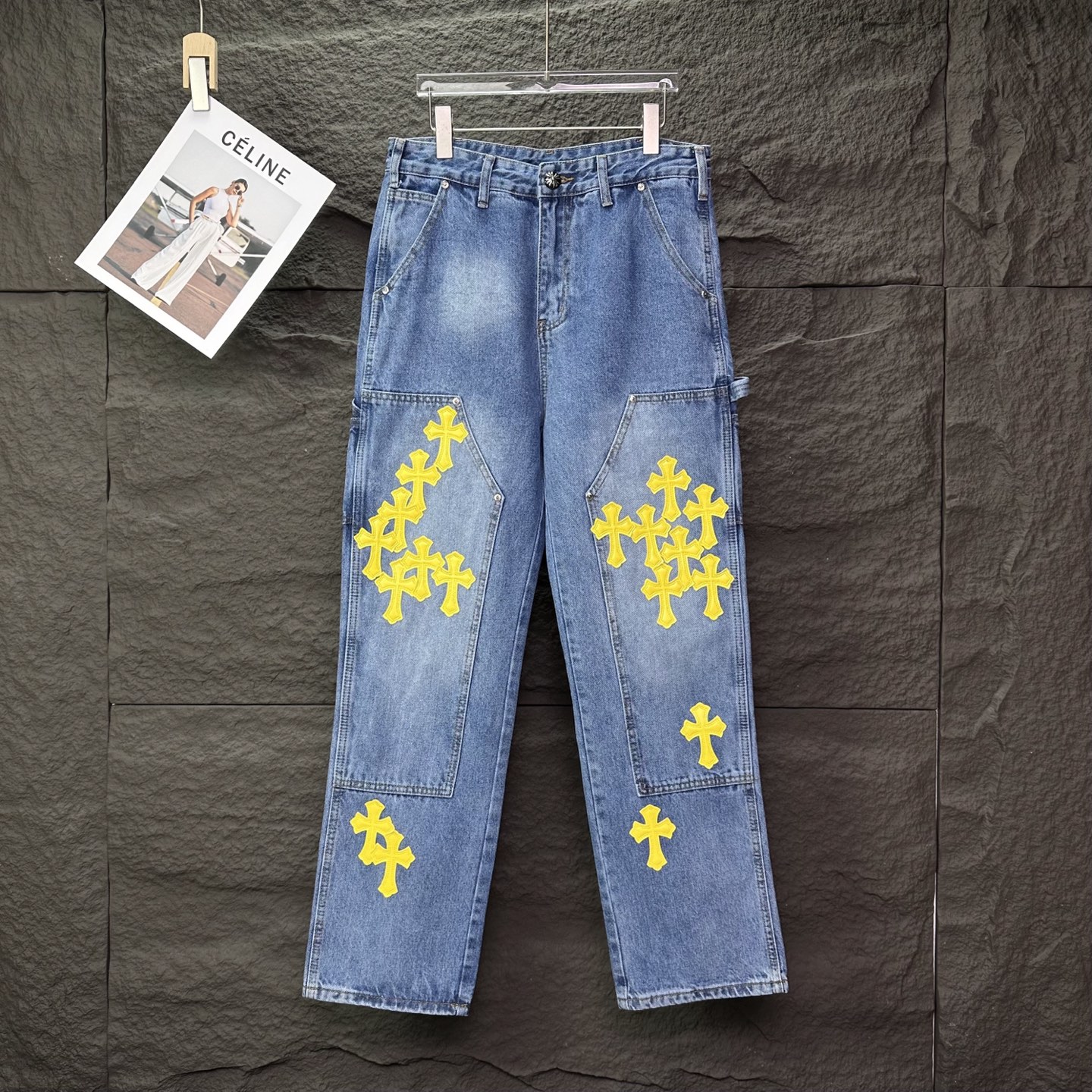 Chrome Hearts Couple Jeans Blue Loose Fit