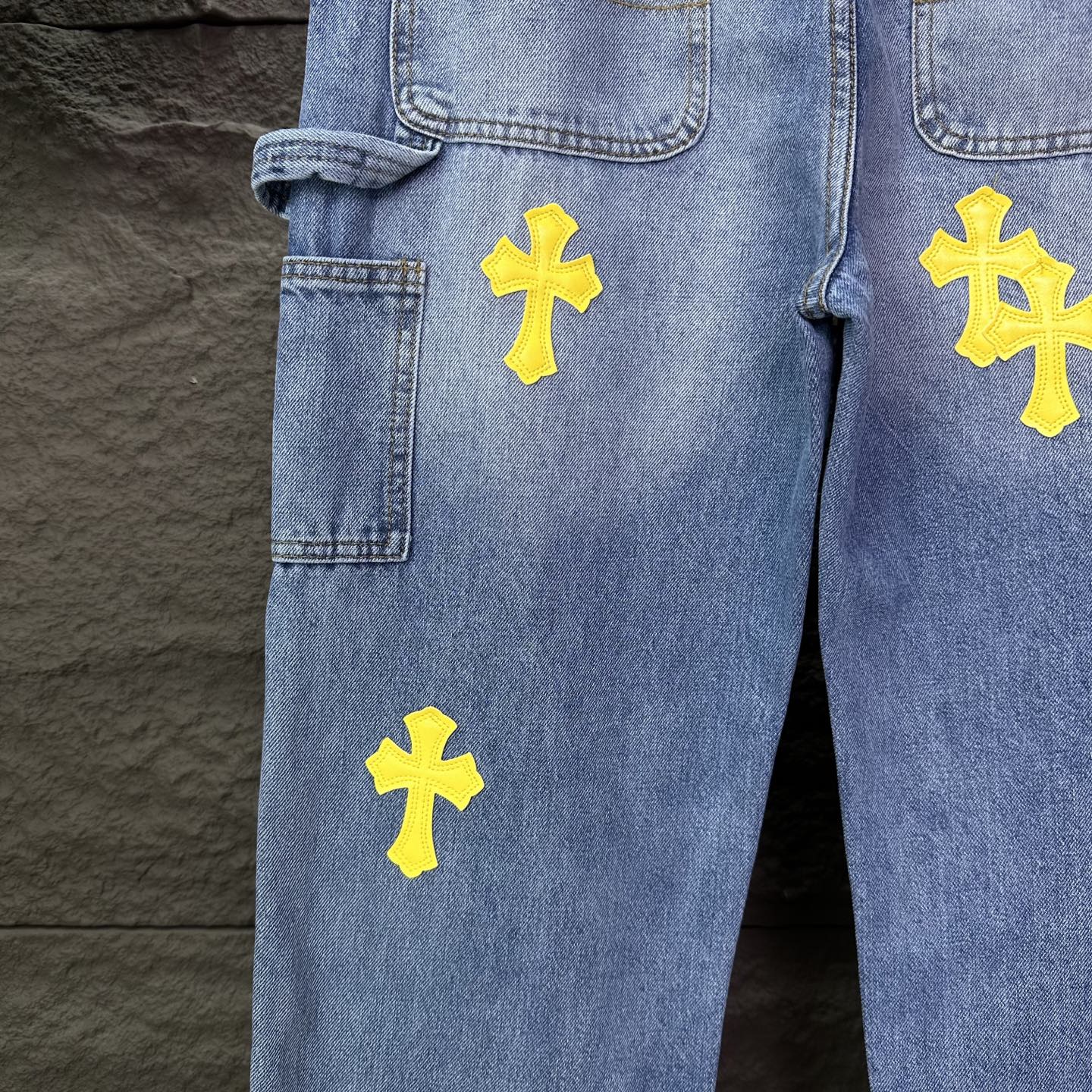 Chrome Hearts Couple Jeans Blue Loose Fit