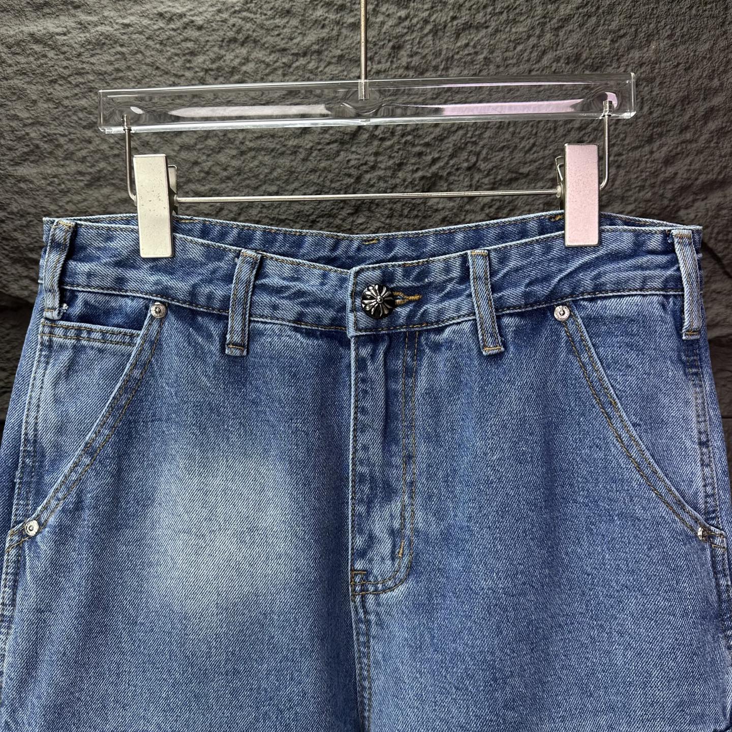 Chrome Hearts Couple Jeans Blue Loose Fit