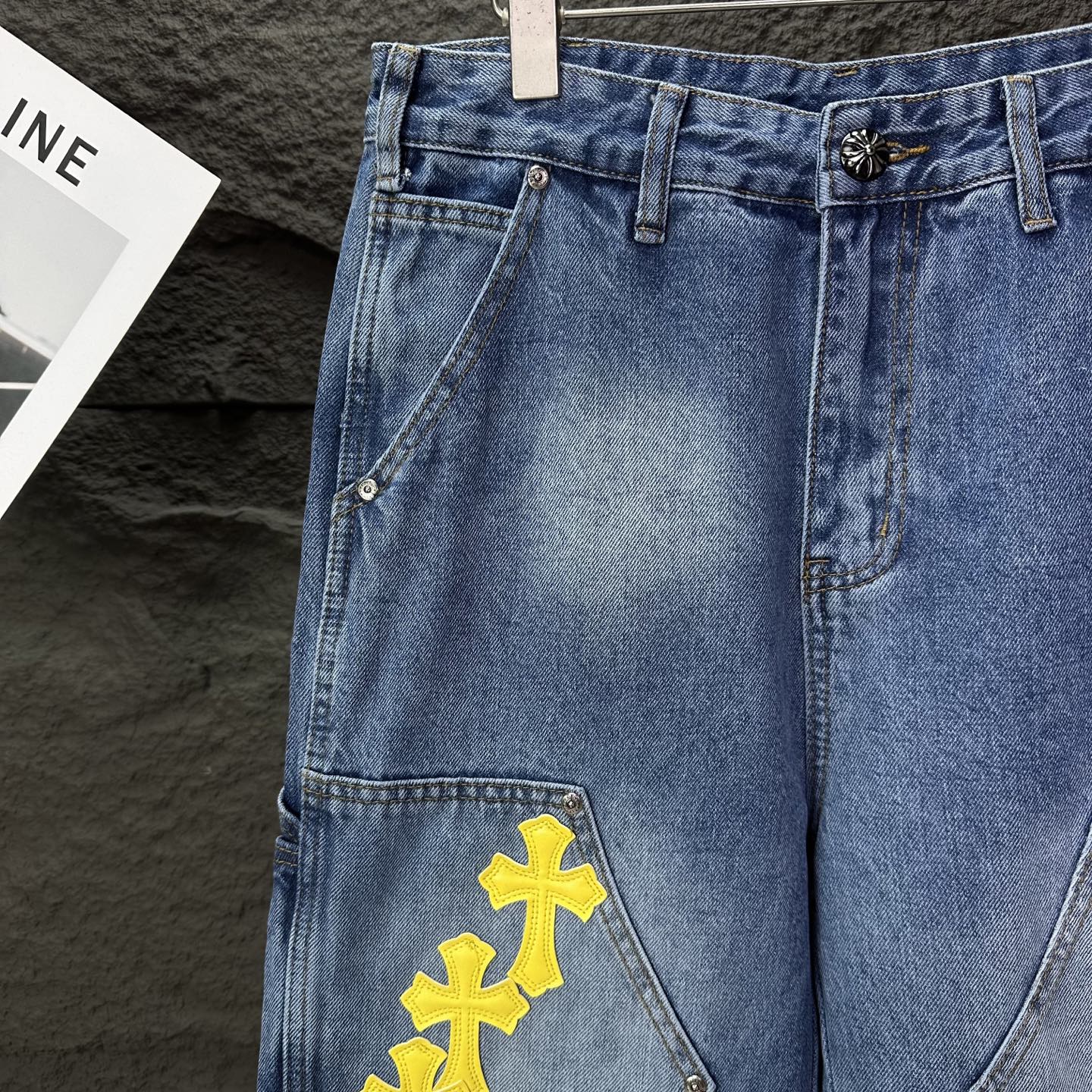 Chrome Hearts Couple Jeans Blue Loose Fit